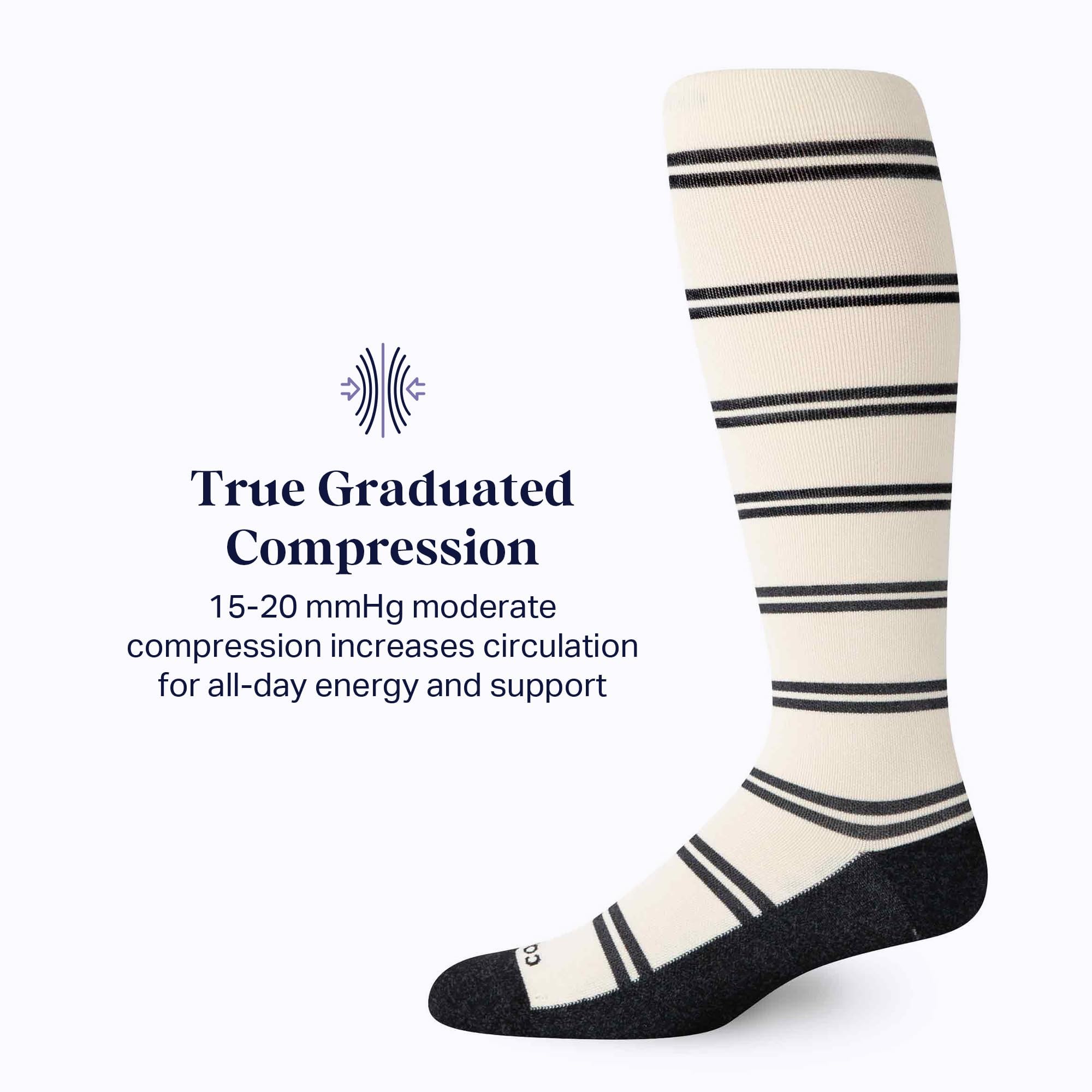 Comrad CloudCotton Knee High Compression Socks 15-20mmHg - Breathable Combed Cotton Support Socks for Women & Men - Perfect for Running, Travel & Circulation Support