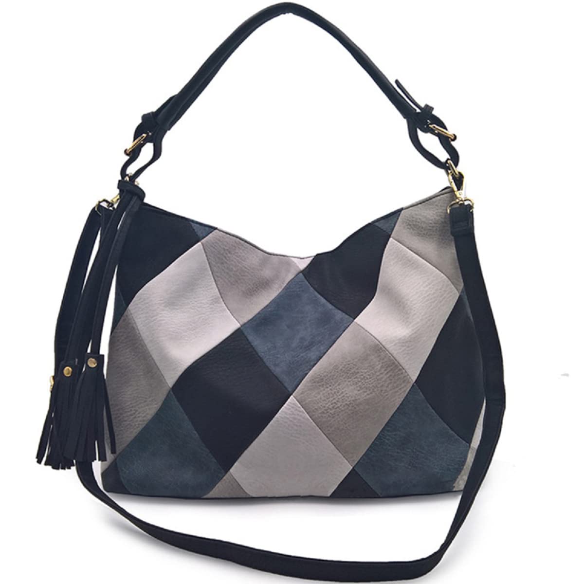 Stylish Women's Patchwork Hobo Bags - Large Faux Leather Handbags with Tassel Decor | Perfect for Work, Travel & Everyday Use