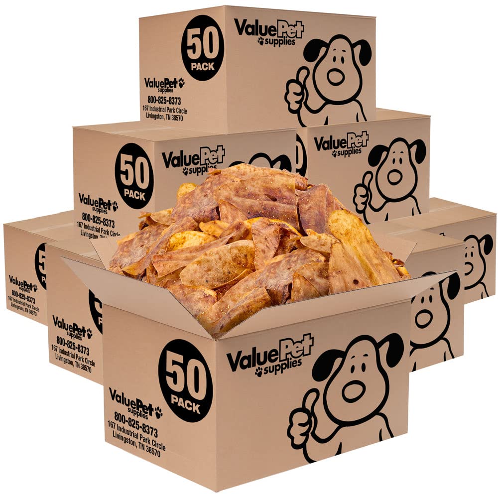 **ValueBull Peanut Butter Flavored Cow Ears Dog Treats – 400 Count, All-Natural Rawhide Alternative, 100% Beef, Grain-Free, Low Fat, Dental Chews for Teeth Cleaning – Perfect for Training, Chewing, and Long-Lasting Entertainment**