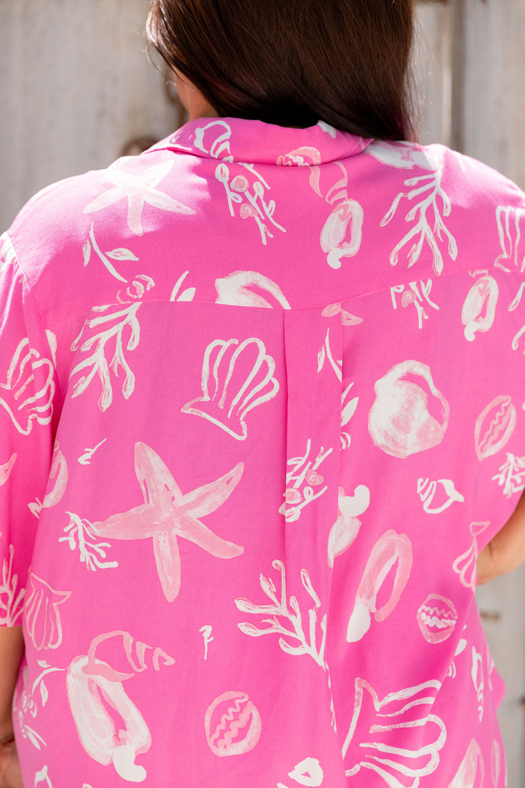Samara Shirt in Ocean Life Print - Stylish Women's Casual Blouse for Beach Outings & Summer Vacations
