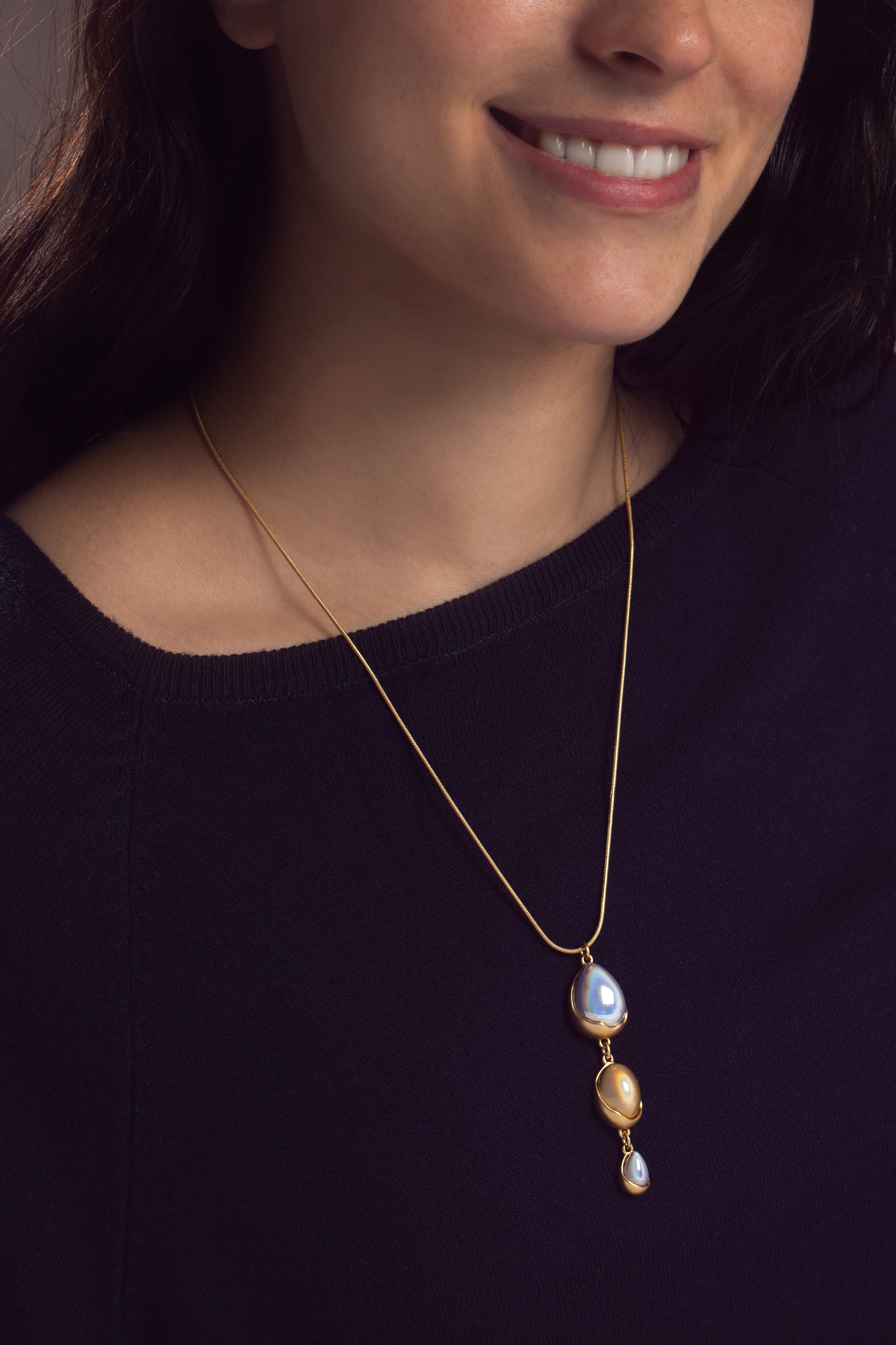 Elegant Triple Glass Orb Dangle Necklace - Bohemian Crystal Pendant Jewelry for Women - Perfect for Parties, Weddings & Date Nights