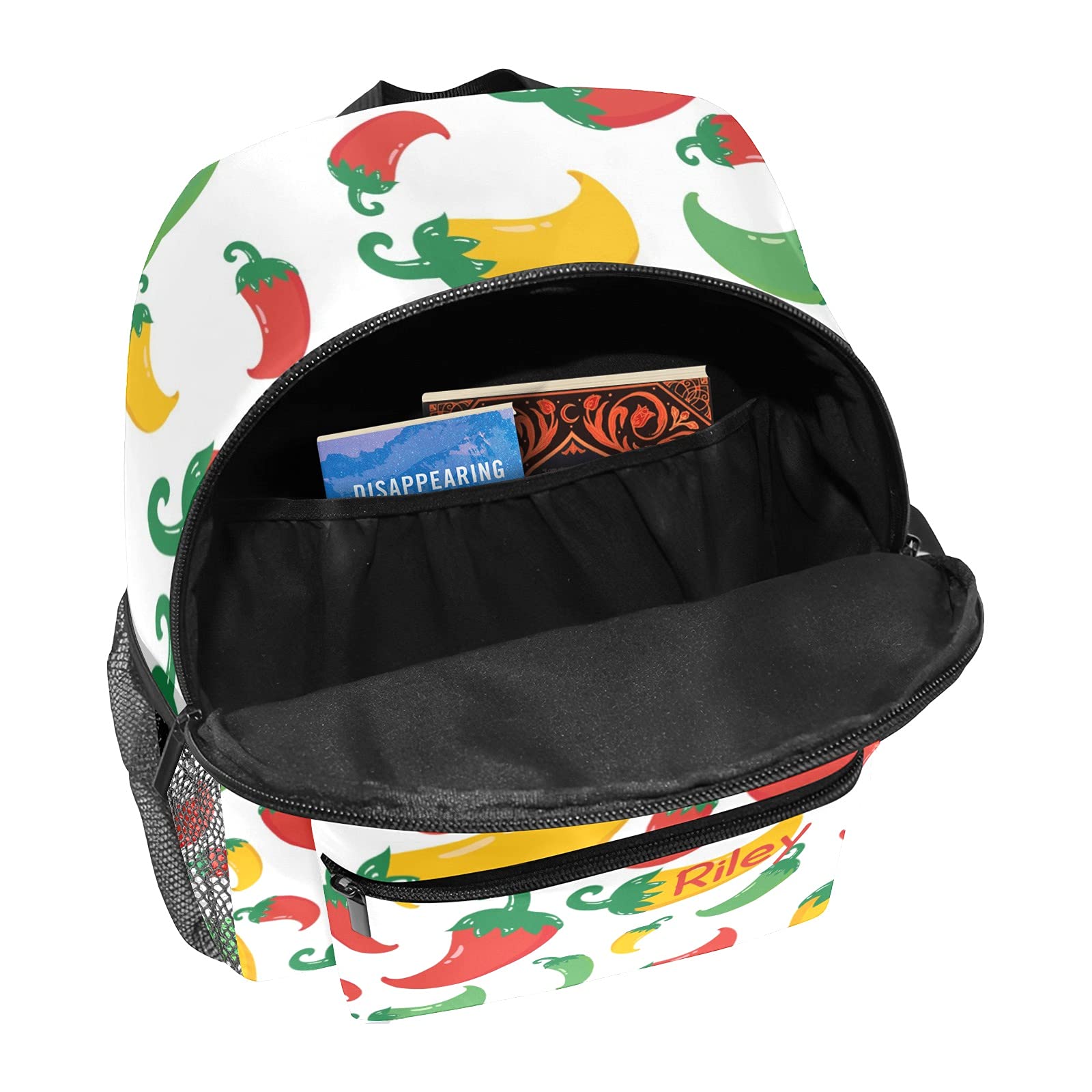 Personalized Kids Toddler Backpack for Boys & Girls - Custom Mini School Backpack in Chili Red, Yellow & Green (10x4x12 inches) | Durable Kindergarten Backpack for School, Travel & Daycare