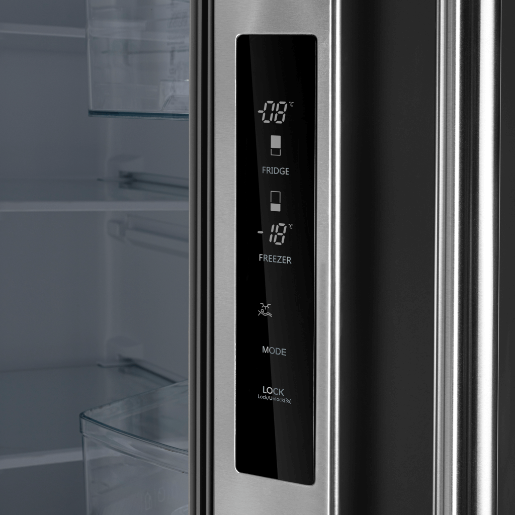 30 Inch French Door Refrigerator with Bottom Freezer - 17.5 Cu.Ft Stainless Steel No Frost Fridge with Ice Maker & Child Lock - Perfect for Modern Kitchens & Open Floor Plans (Model FFFFD1974 35SG)