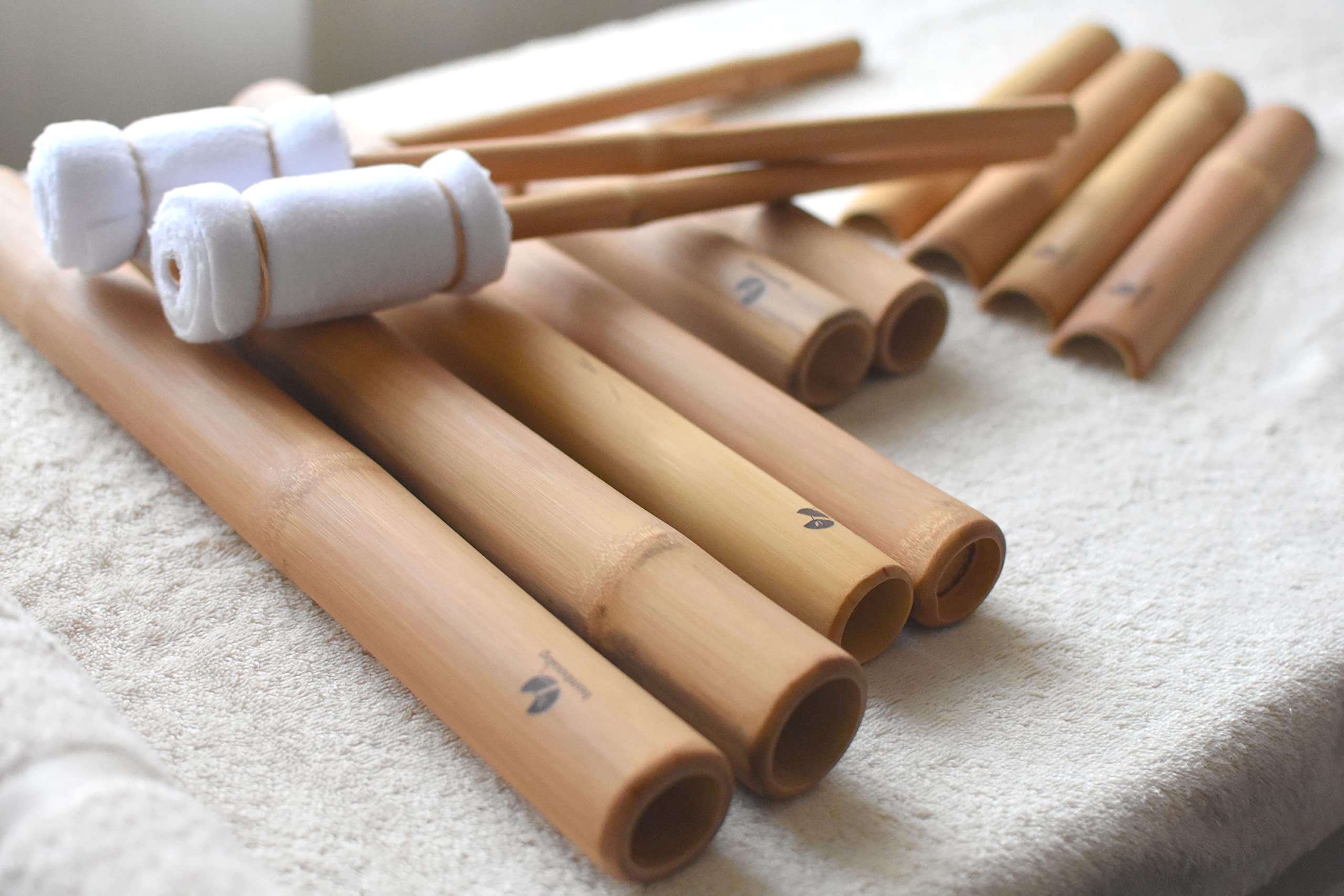 14-Piece Bamboo Wood Massage Stick Set - Natural Wooden Rollers & Sticks for Deep Tissue Massage, Yoga, and Relaxation Therapy