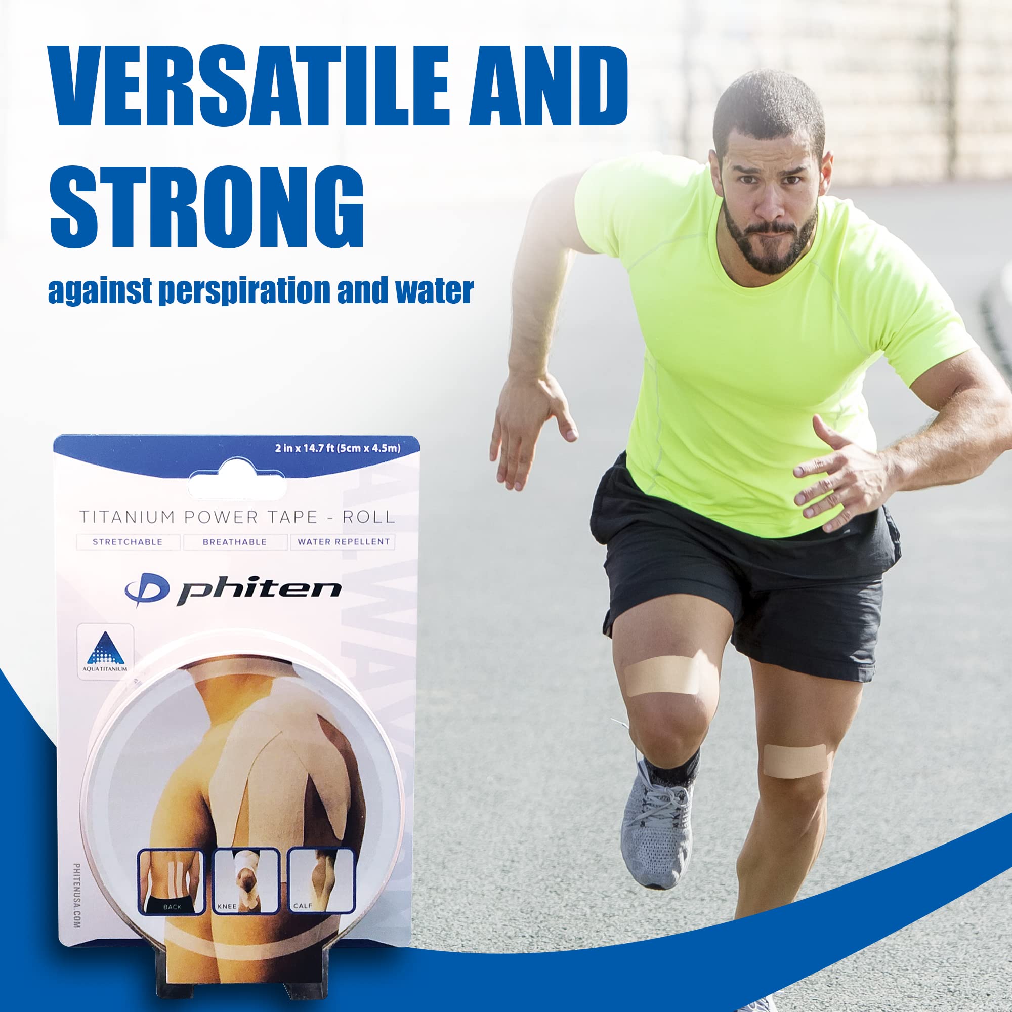 Phiten X30 Titanium Power Tape Roll - Water-Resistant Kinesiology Tape for Muscle, Knee, Shoulder & Joint Pain Relief - Professional Sports Therapeutic Athletic Kinesio Tape for Athletes & Recovery - Beige, 2” x 14.7’ - Ideal for Running, Gym Workouts & Post-Injury Rehabilitation