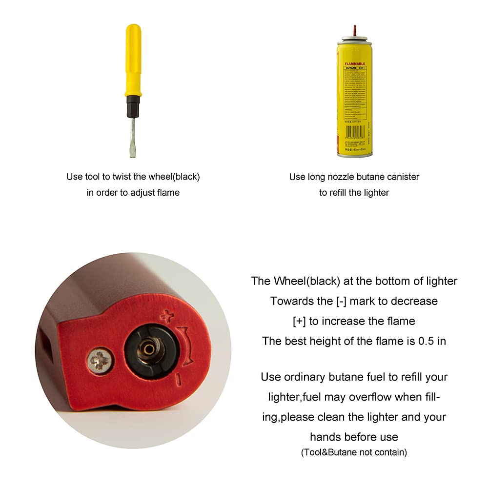 2-Pack Red Butane Torch Lighter - Multipurpose Metal Lighter for Cooking & Soldering