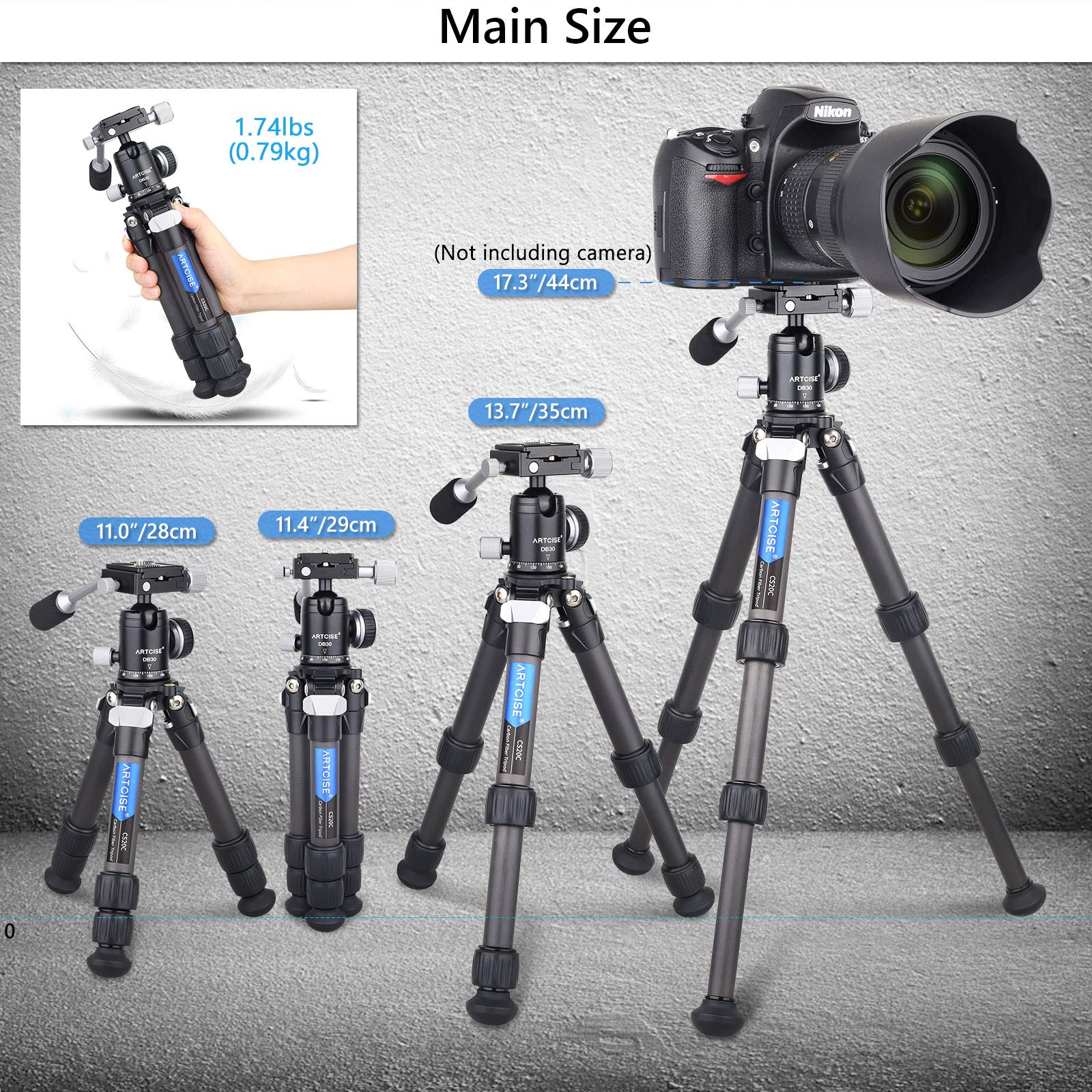 Carbon Fiber Mini Tripod Kit - Lightweight Portable Tabletop Tripod with 360° Ball Head, CNC Magic Arm & Phone Holder - Compact Travel & Desktop Tripod for DSLR Cameras (Max Load 22lbs/10kg) - Perfect for Vlogging, Photography, Live Streaming & Outdoor Adventures