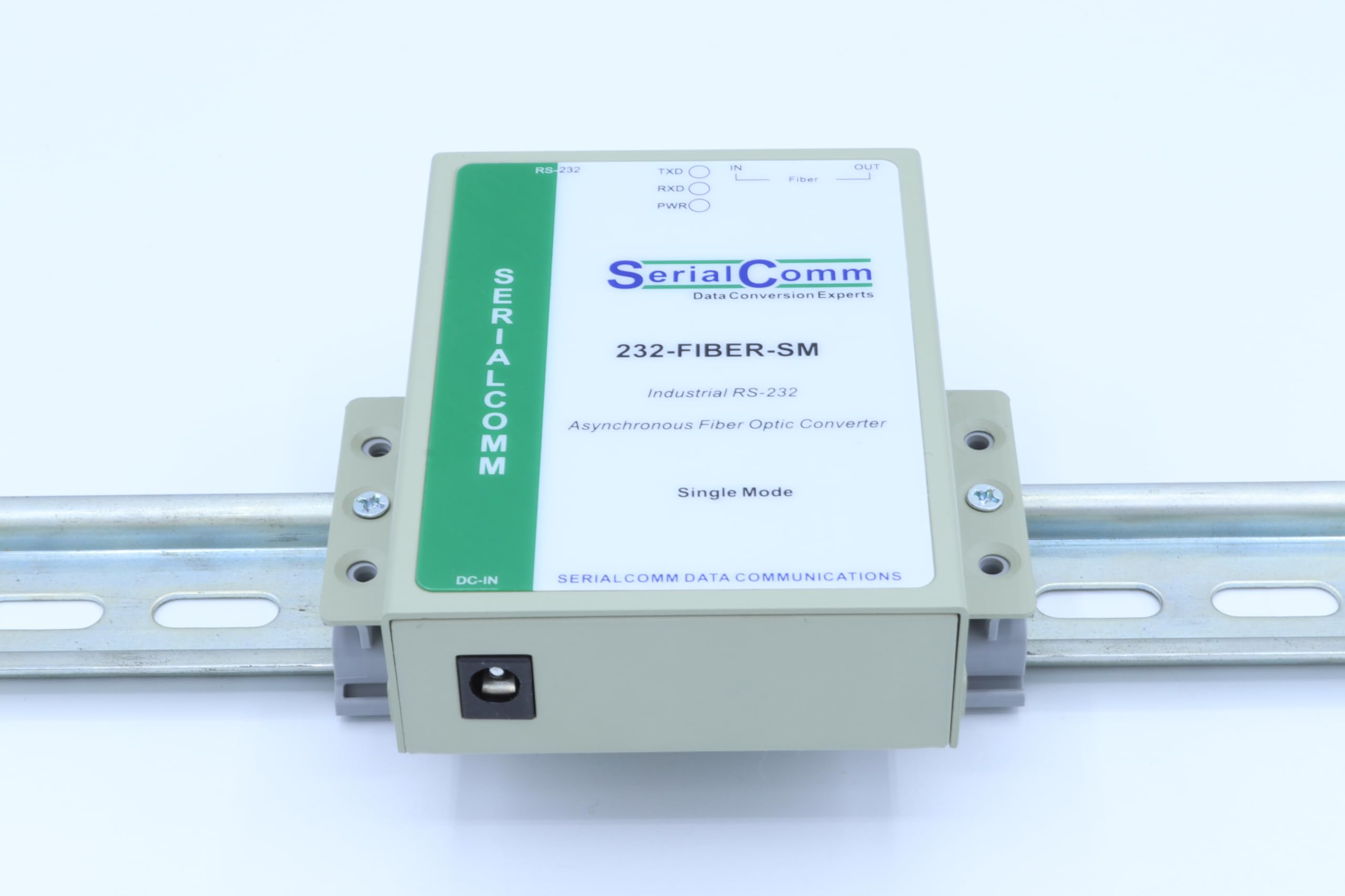Industrial Grade RS232 to Single Mode Fiber Optic Converter - Bi-Directional Full-Duplex Externally Powered - 20KM SM SC - High Reliability for Harsh Environments - 5-Year Warranty - Ideal for Factory Automation, Oil & Gas, and Remote Monitoring Systems