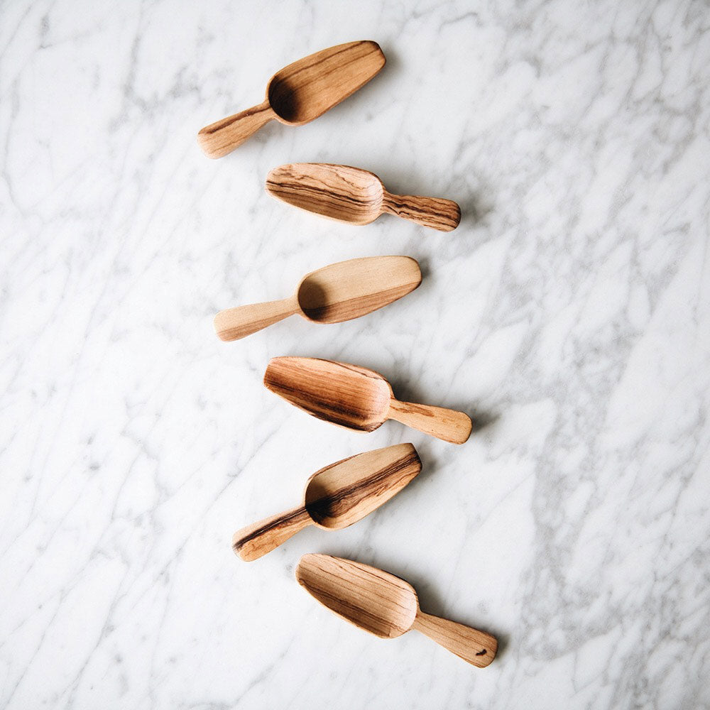 Premium Wild Olive Wood Bin Scoop Set - Eco-Friendly Kitchen Utensils for Coffee, Sugar, Flour & Spices Storage | Perfect for Pantry Organization & Baking Accessories
