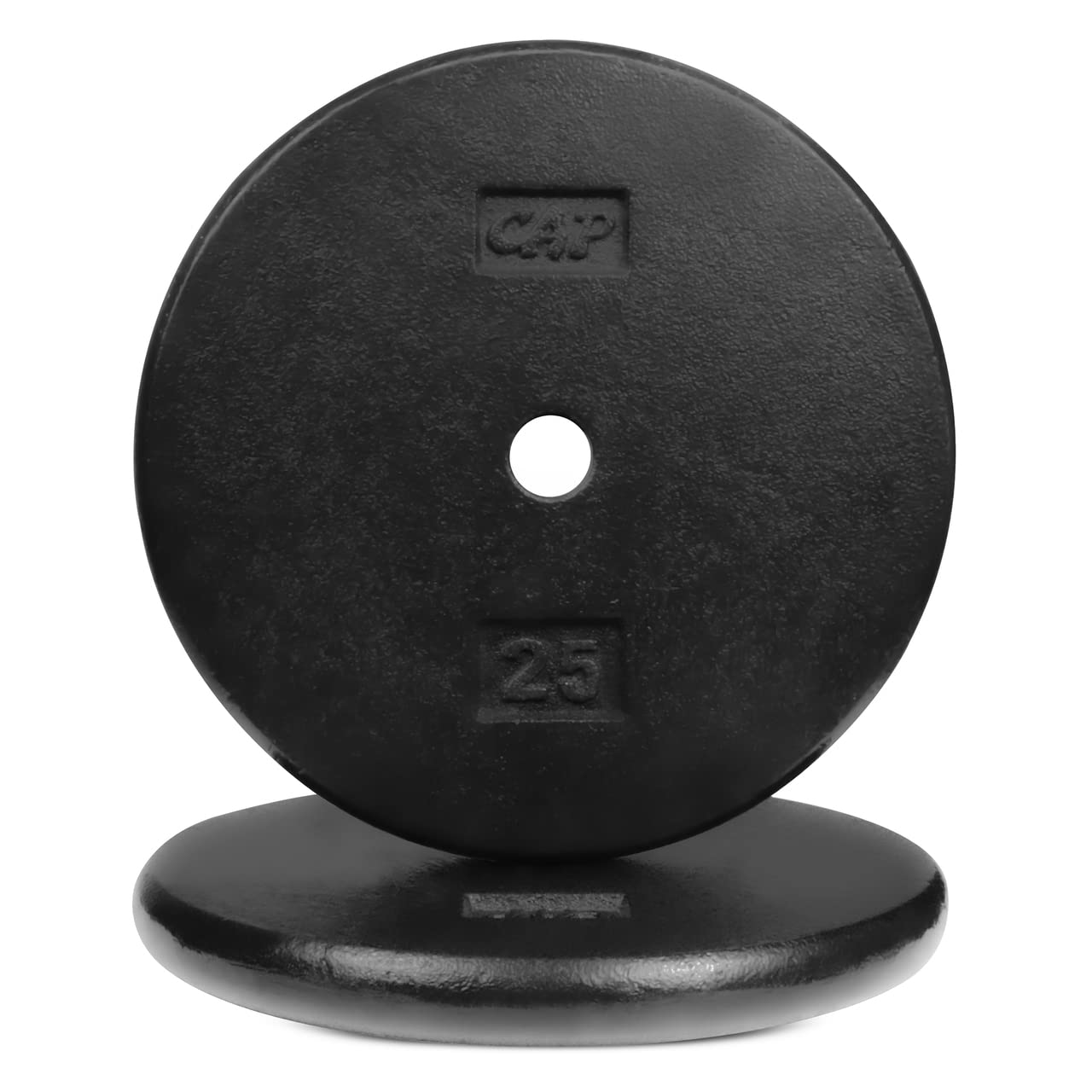 CAPHAUS Black Standard Solid Cast Iron Weight Plates 1-inch Center Hole - 1.25LB to 50LB Options for Home Gym, Strength Training & CrossFit Workouts