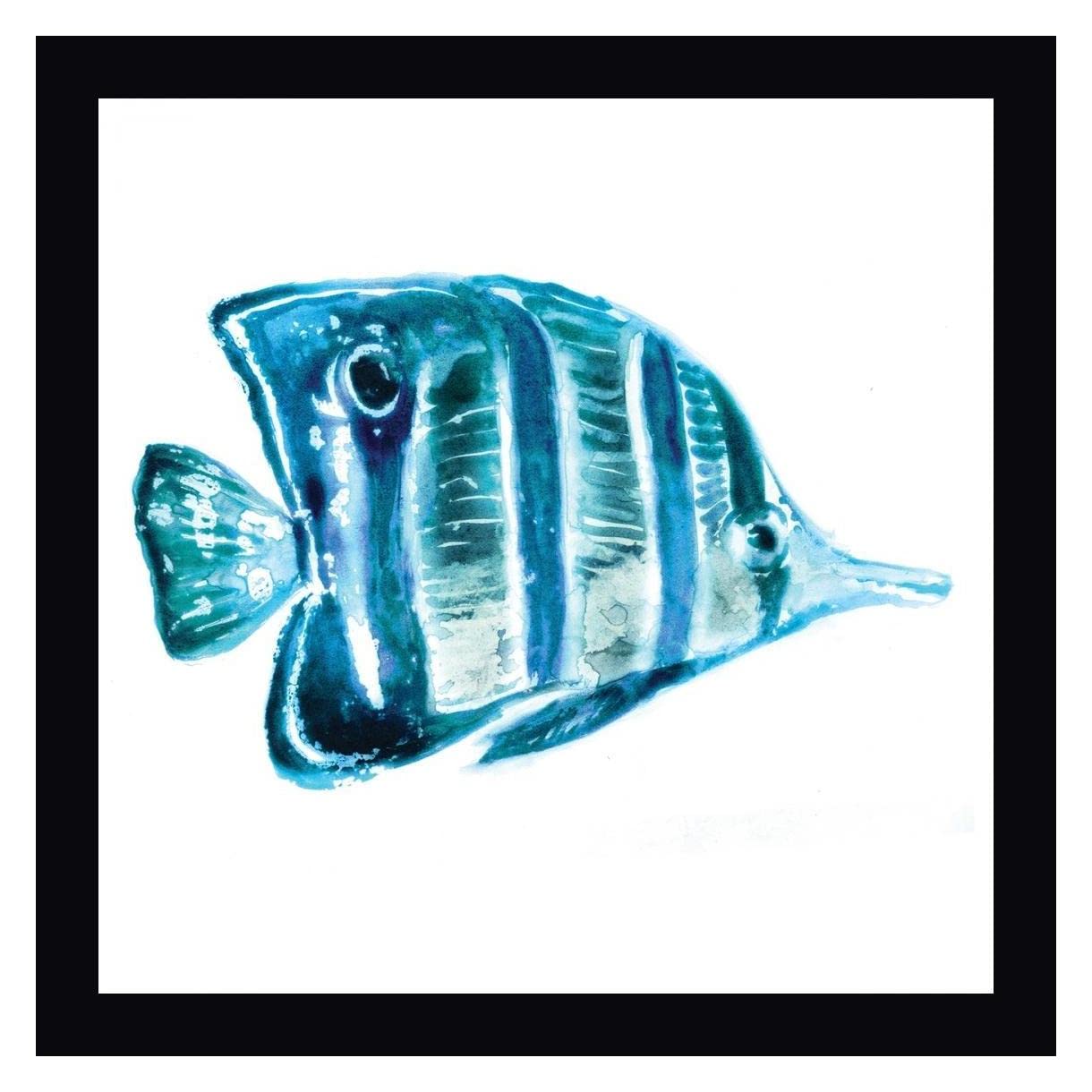 Edward Selkirk Fish III -2 Framed Canvas Art Print - 30x30 Inches - Black Wood Frame - Ready to Hang Wall Decor - Perfect for Living Room, Bedroom & Office