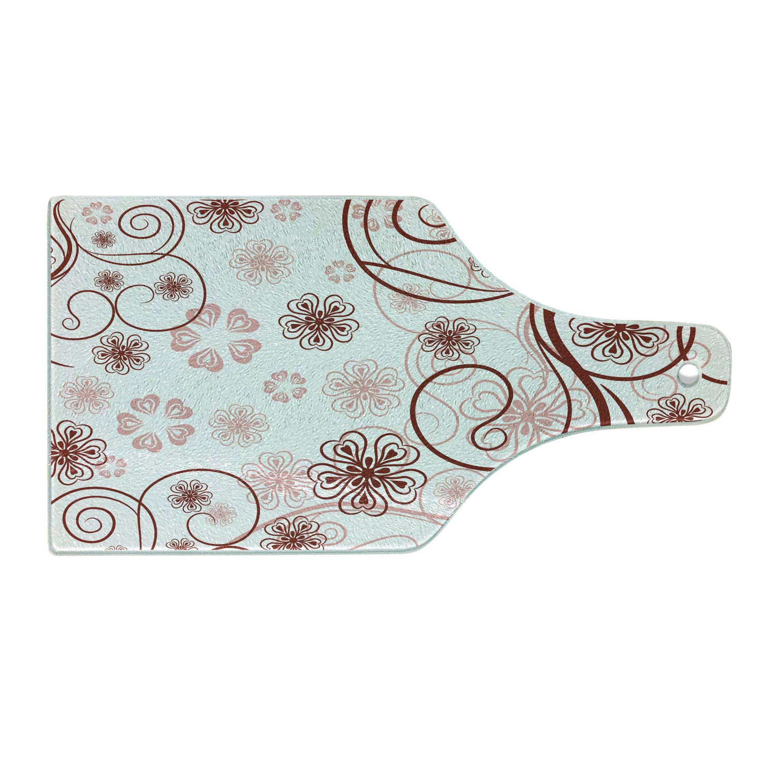 Vintage Floral Tempered Glass Cutting Board - Wine Bottle Shape, Decorative Serving Board with Vibrant Flowers & Bold Lines - Pale Pink Ruby White - Perfect for Valentine's Day Gifts, Kitchen Decor & Charcuterie Serving