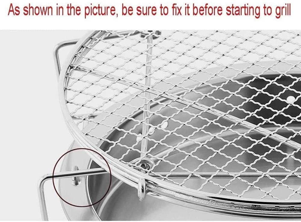 Habrur Portable Stainless Steel Charcoal BBQ Grill - 30x18.3cm Round Outdoor Cooking Stove for Backyard, Camping & Picnic | Perfect for Grilling Burgers, Steaks & Vegetables