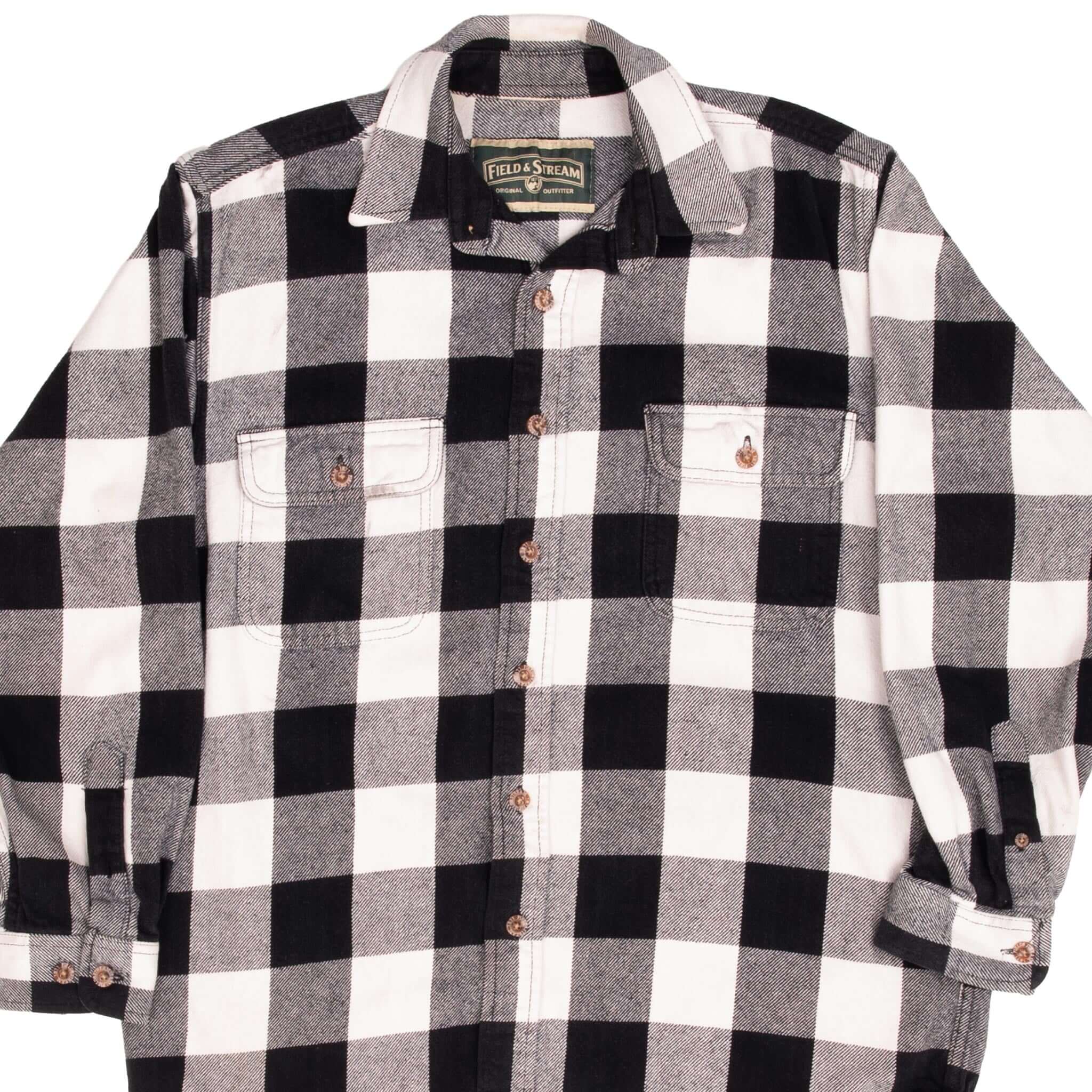 Vintage 1990s Black & White Check Plaid Flannel Shirt - Medium Size - Classic Outdoor & Casual Wear for Men