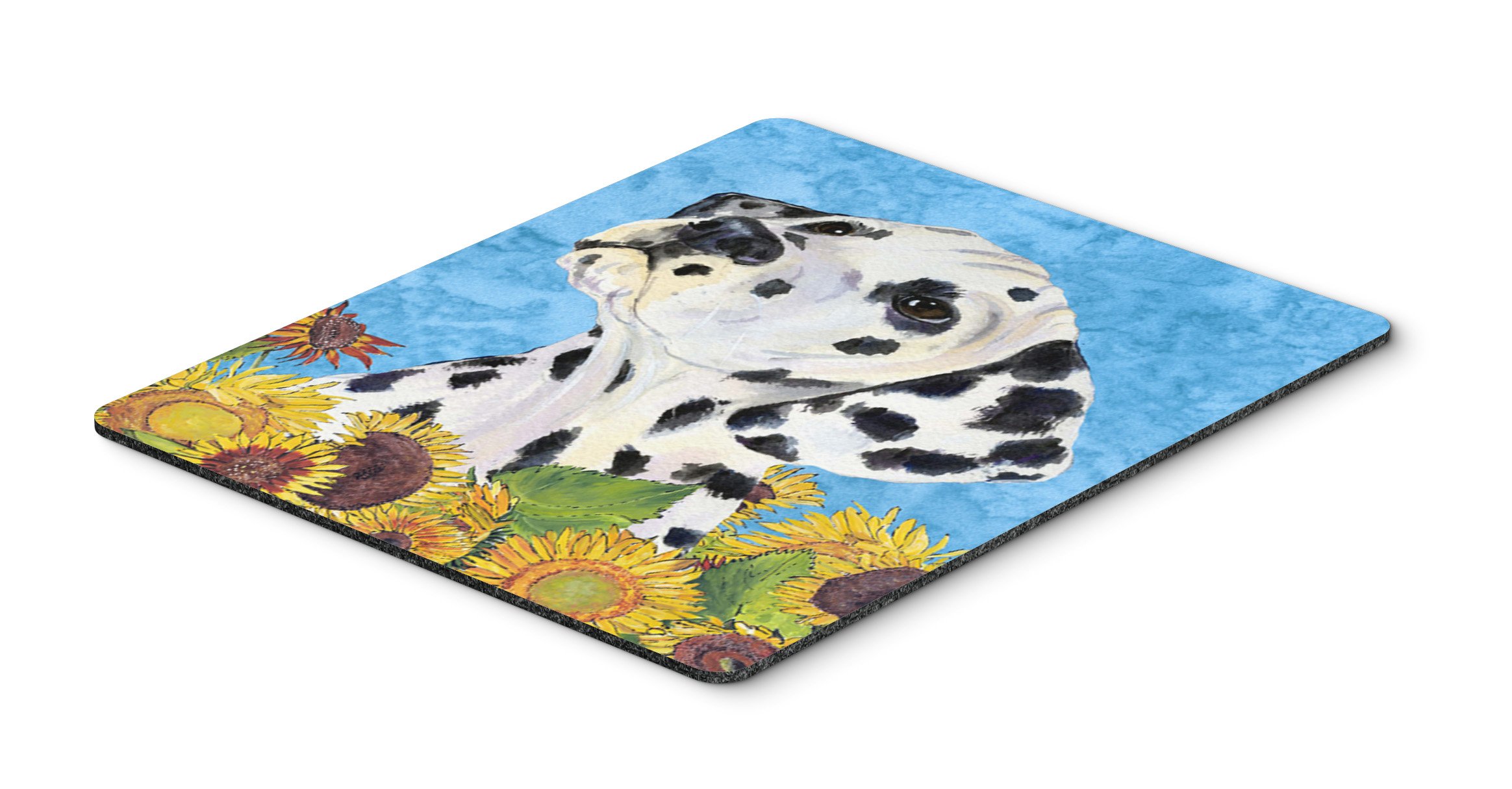 Caroline's Treasures SS4126MP Dalmatian in Summer Flowers Mouse Pad - Large Washable Non-Slip Desk Mat for Home Office, Gaming & Computer Work | Perfect for Laptop Users, Hot Pad & Trivet Alternative | Ideal for Workstations, Online Meetings & PC Setups