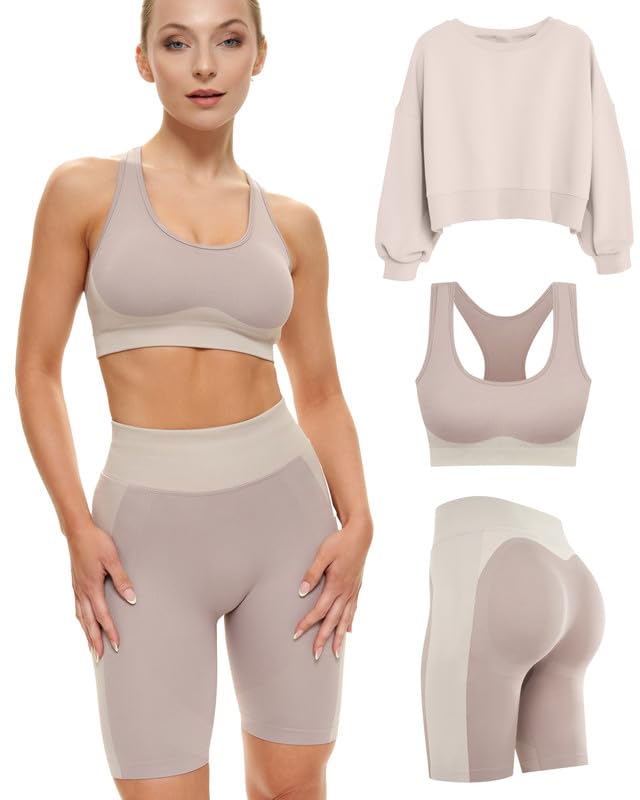 Women's 2/3-Piece Gym Sets - Matching Workout Shorts & Bra for Yoga, Running & Fitness