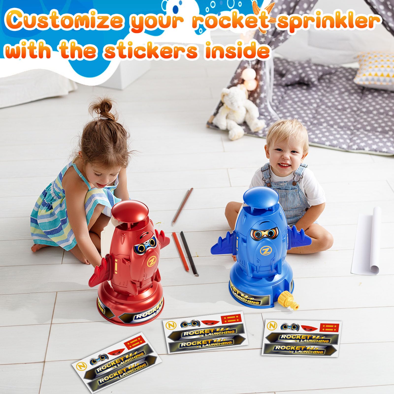 Outdoor Water Rocket Sprinkler Launcher Toy for Kids Ages 4-8 - Fun Summer Backyard Water Play & Birthday Gift for Boys & Girls - Perfect for Pool Parties, Garden Games & Outdoor Family Fun