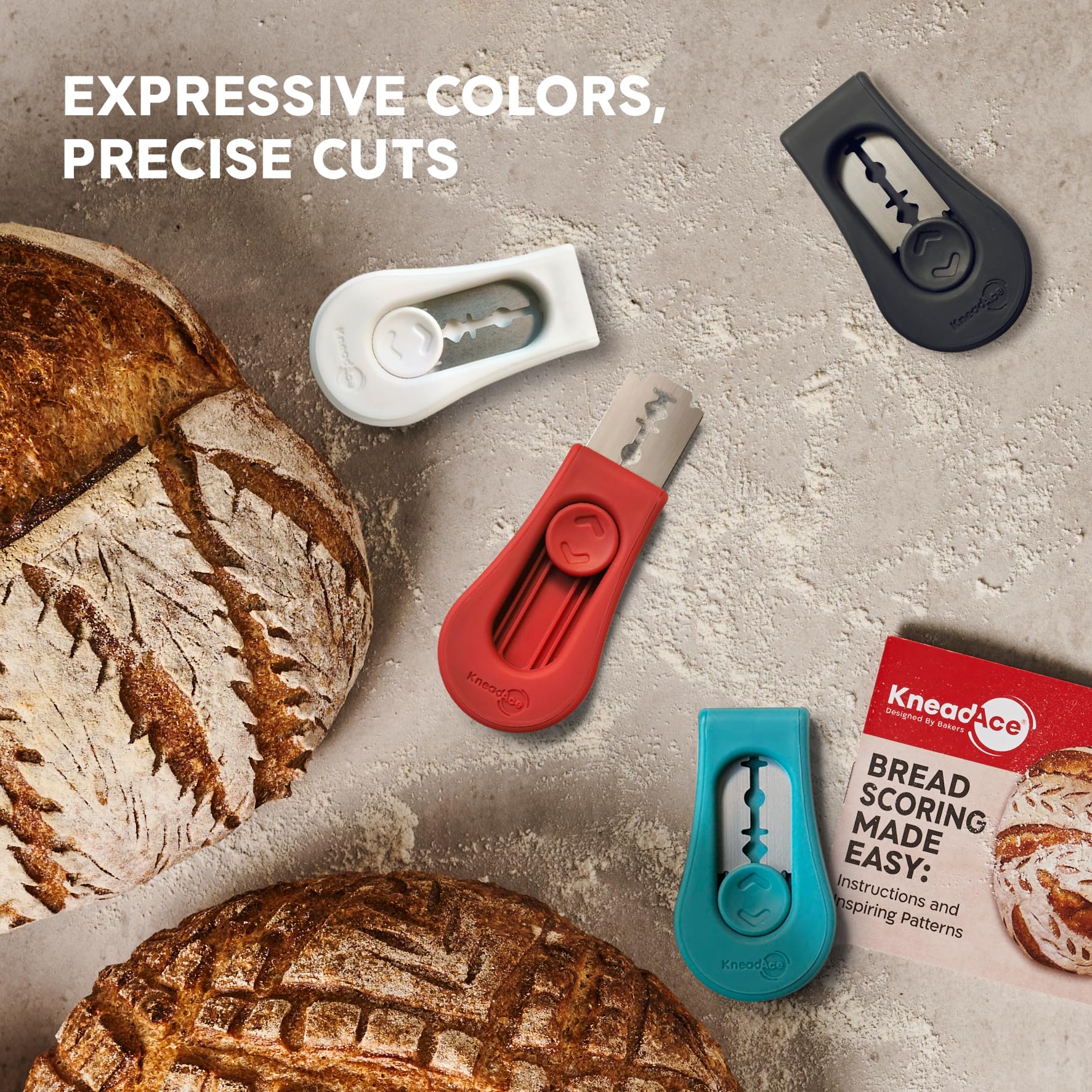 Professional Upgraded Magnetic Bread Lame - Extendable Blade Dough Scoring Tool for Sourdough Baking | Includes 5 Replaceable Razor Blades & Scoring Pattern Guide | Perfect for Artisan Bread, Baguettes, and Homemade Pastries