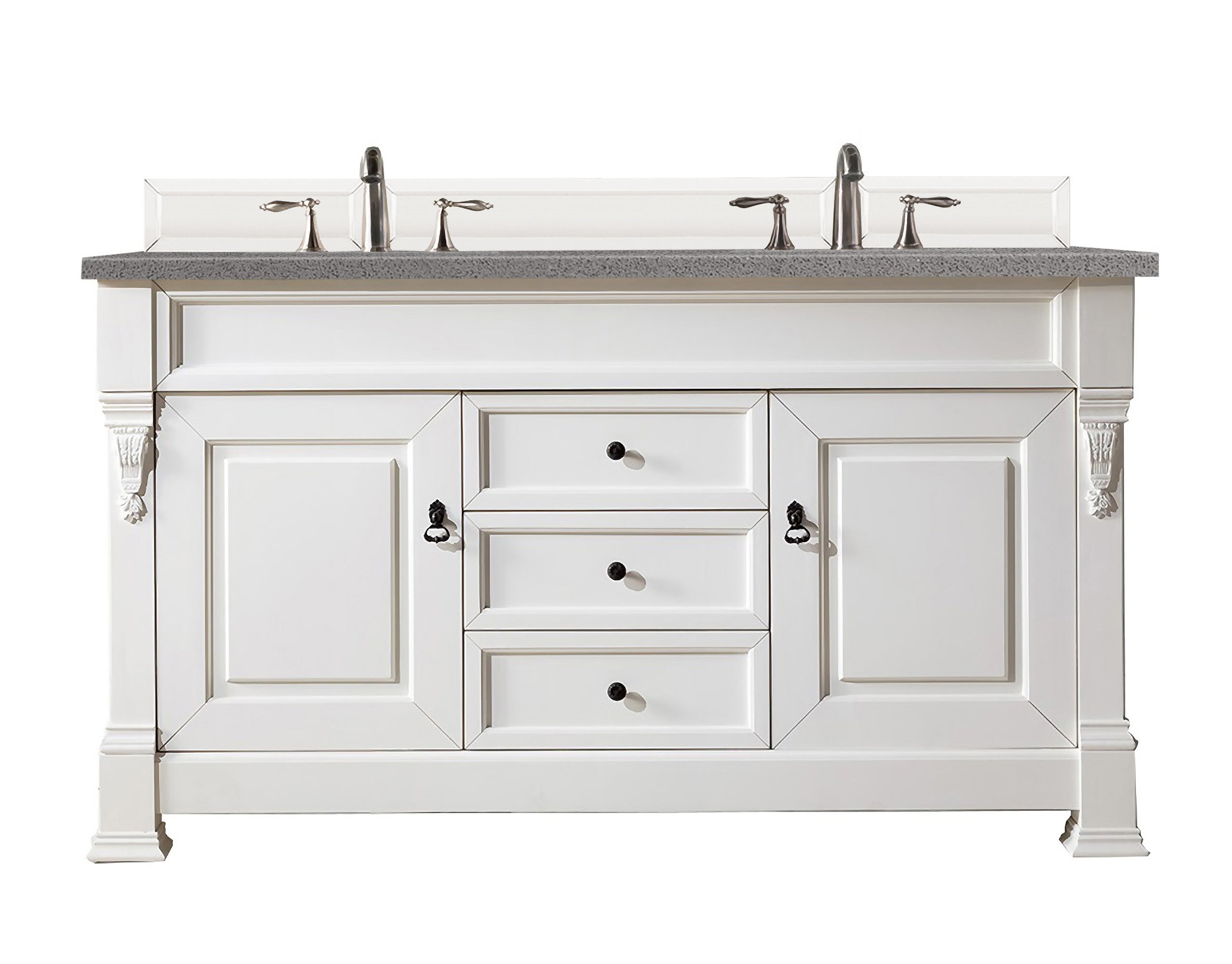 Brookfield 60-Inch Double Vanity with Bright White Finish & 3CM Grey Expo Quartz Top - Perfect for Modern Bathroom Renovations & Master Bath Suites