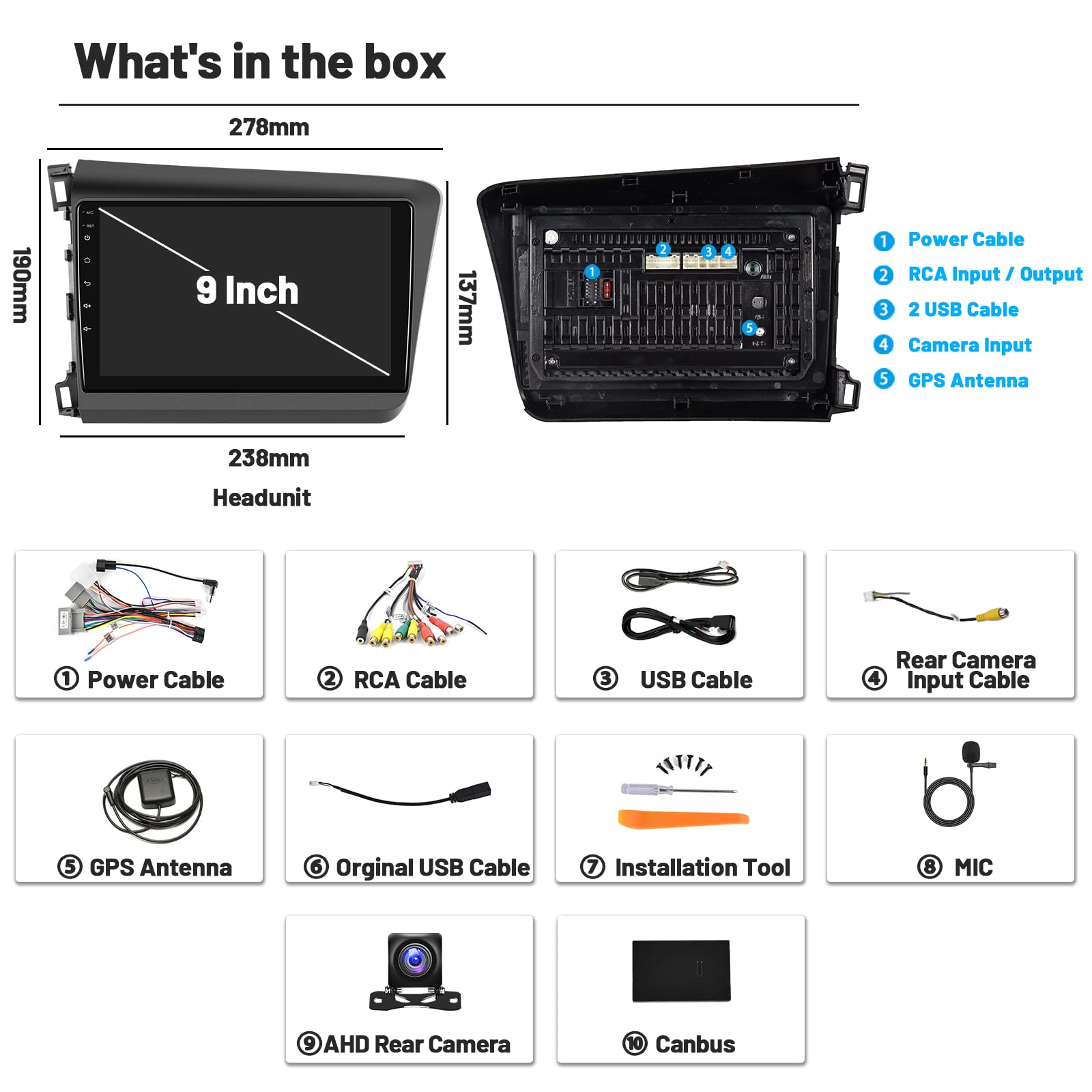 2+64GB Android 13 Car Stereo for Honda Civic 2012-2015 | 9