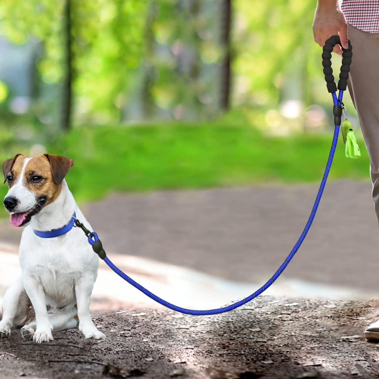 **Dynmeow Reflective Dog Collar and Leash Set - 6FT Strong Climbing Rope Leash with Padded Handle, Adjustable Pet Collar with Soft Neoprene Padding for Small Dogs & Puppies - Navy Blue (XS) - Perfect for Night Walks, Hiking & Outdoor Adventures**