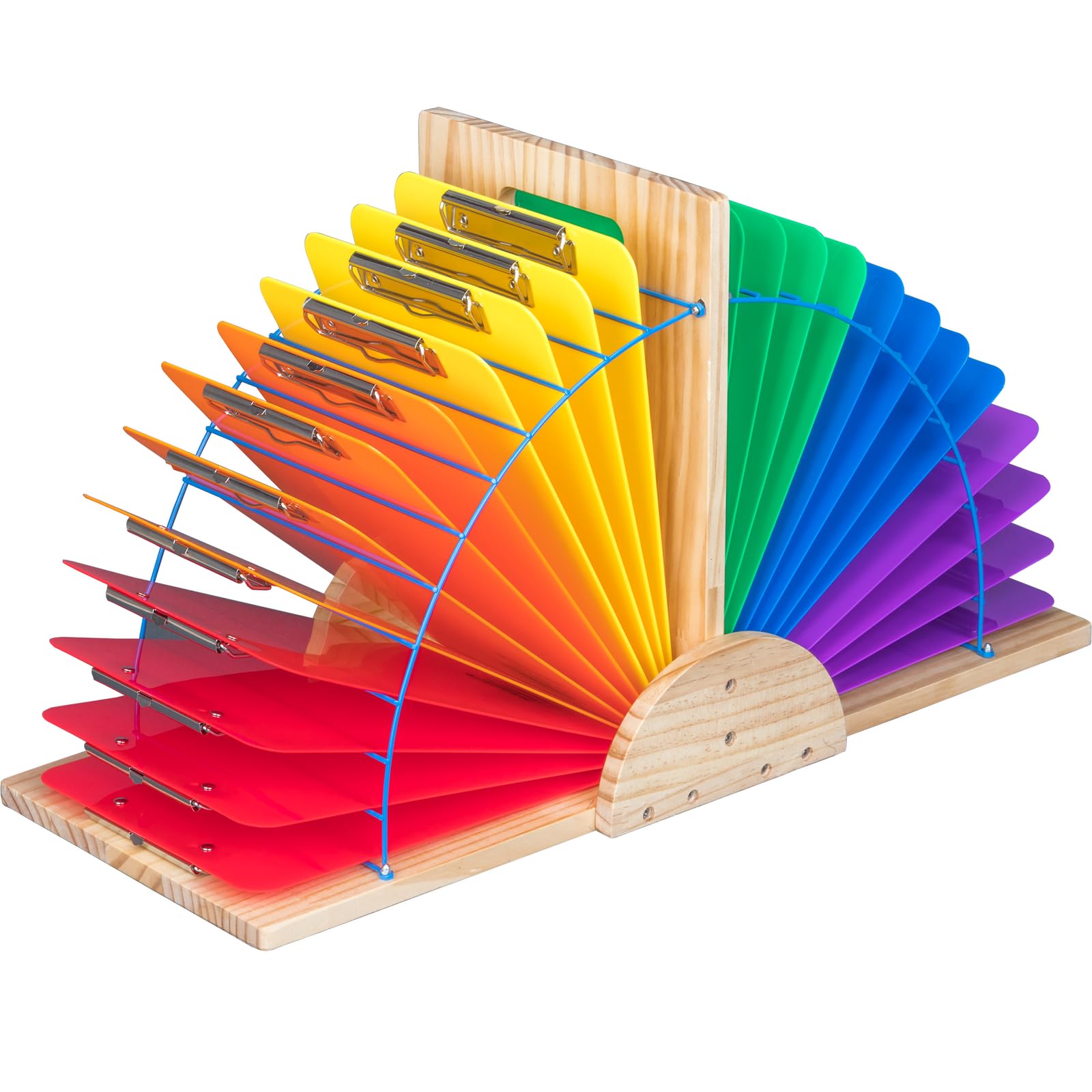 Double Clipboard Stand with 24 Grouping Clipboards - Organize Classroom Papers, Office Documents & Homeschool Supplies - Sturdy Teacher & Student Desk Organizer for School, Work & Home Use