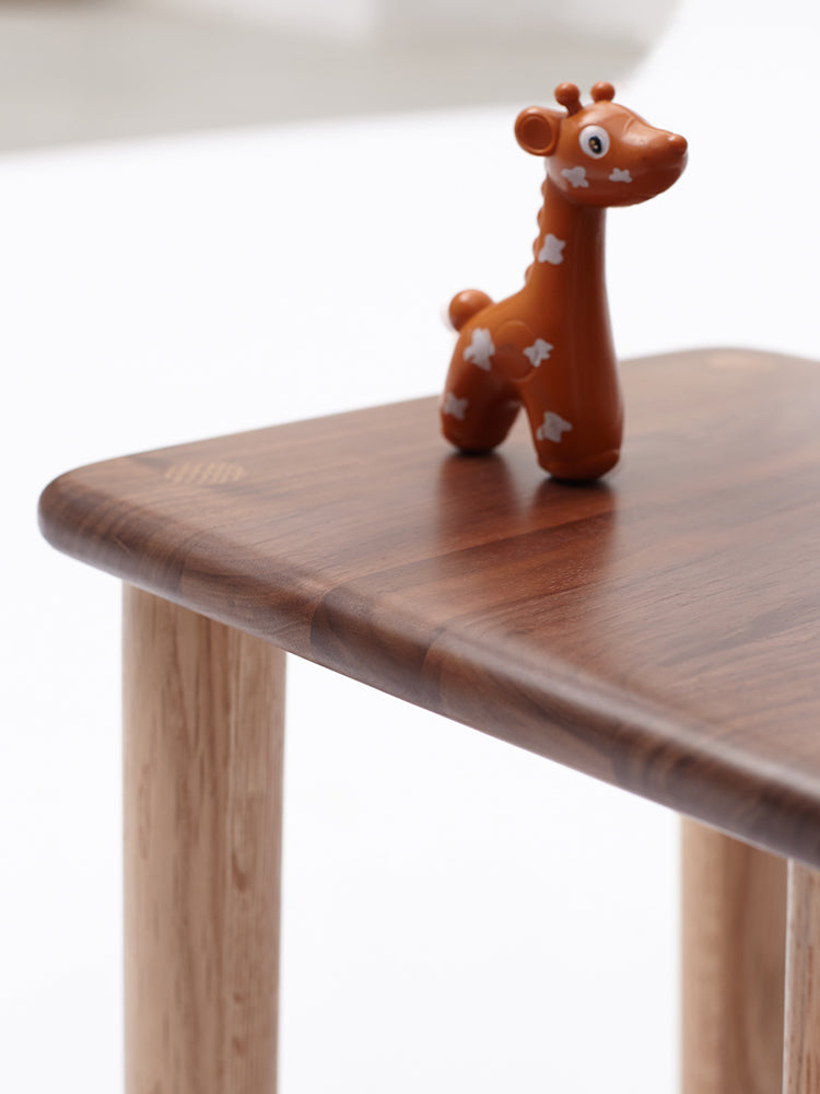 Solid Oak & Black Walnut Kids Small Stool - Durable Wooden Step Stool for Children - Perfect for Bathroom, Kitchen, and Playroom Use