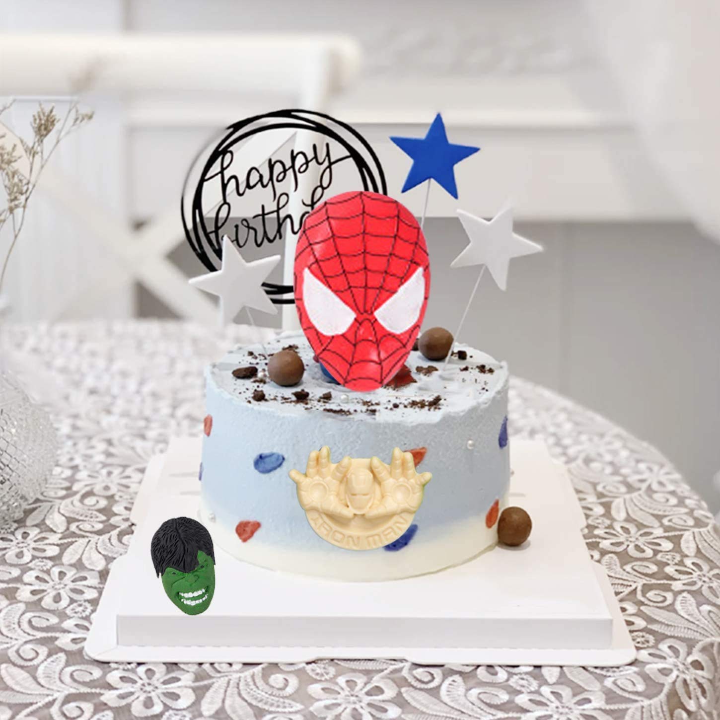 7-Piece Superhero Silicone Fondant Mold Set for Cake Decorating - Perfect for Cupcakes, Cookies, and Chocolate Making (Batman, Superman, Spiderman Designs) - Ideal for Birthday Parties, Baby Showers & DIY Baking Projects