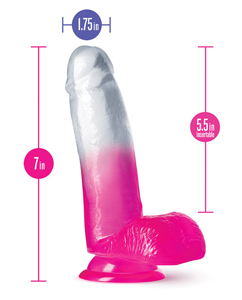 B Yours Sugar Magnolia 7 Inch Realistic Dildo - Fuchsia Pink & Clear Silicone Adult Toy for Women, Couples Play & Solo Pleasure - Perfect for Bedroom Fun & Discreet Storage
