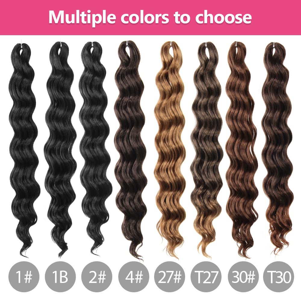 9 Inch Short Ocean Wave Crochet Hair - 8 Packs Synthetic Deep Wave Crochet Braids in T30 Ombre Light Brown | Perfect for Boho Hairstyles, Protective Styling & Everyday Wear