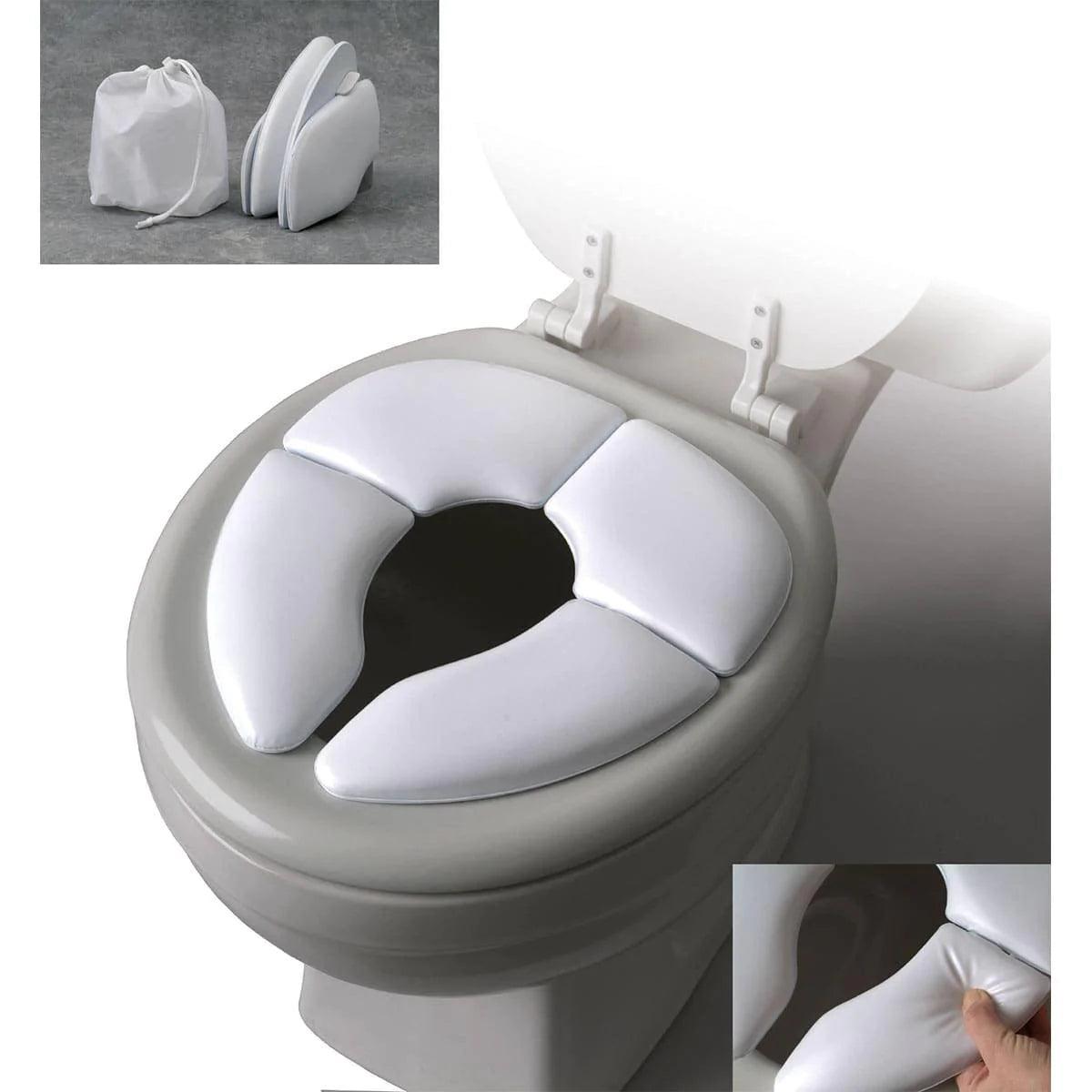 Baby Works Cushie Traveller Folding Padded Potty Seat - Portable Toddler Toilet Training Seat for Travel & Home Use - Soft, Comfortable & Easy to Clean