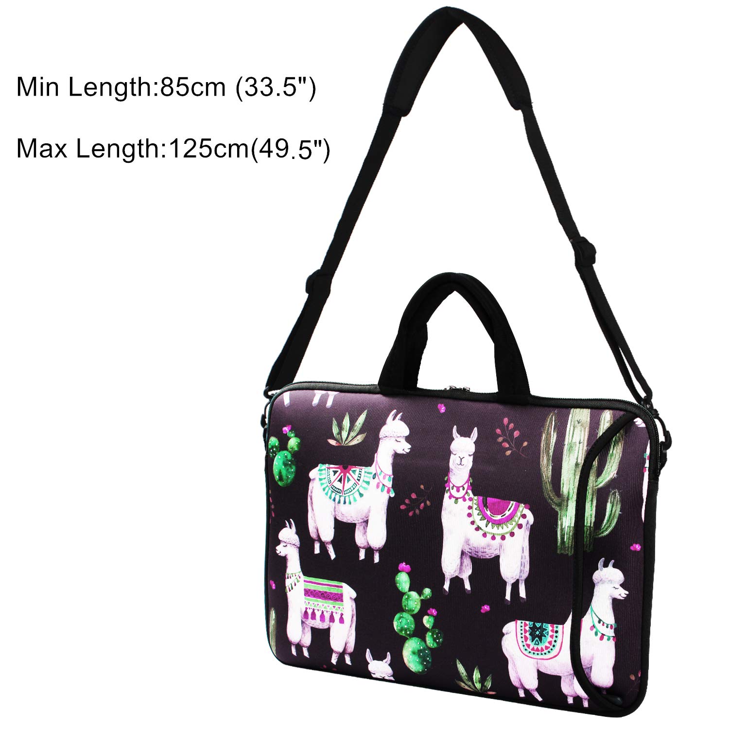 Violet Mist 14-15.6 Inch Waterproof Neoprene Laptop Shoulder Bag - Protective Messenger Case with Handle & Adjustable Strap for MacBook, Tablet & Notebook - Perfect for Work, Travel & School (Llama Cactus Design)
