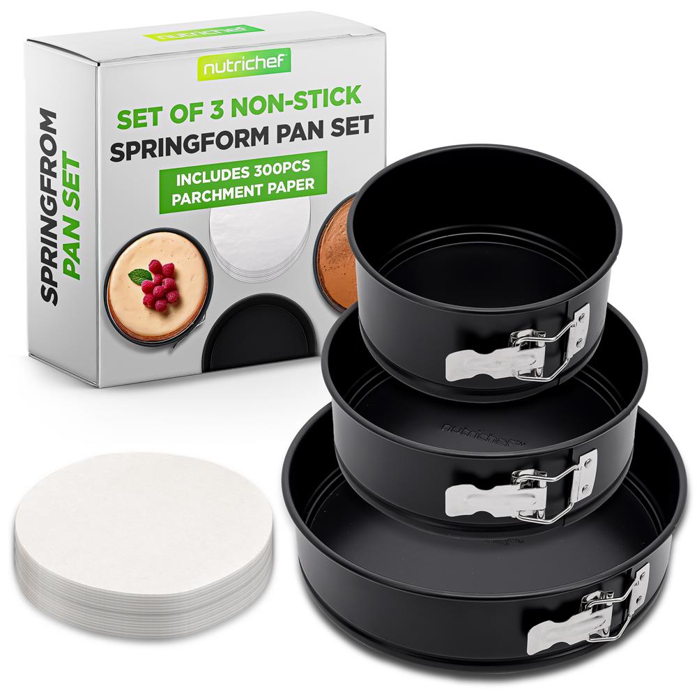 3-Piece Springform Pan Set - Nonstick Bakeware for Cheesecake, Cake & Pie - Perfect for Baking, Cooking & Dessert Making