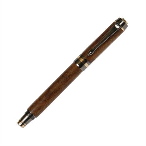 Premium Lanier Elite Fountain Pen - Gun Metal Finish with Tamboti Wood - Luxury Writing Instrument for Business, Gifts & Calligraphy
