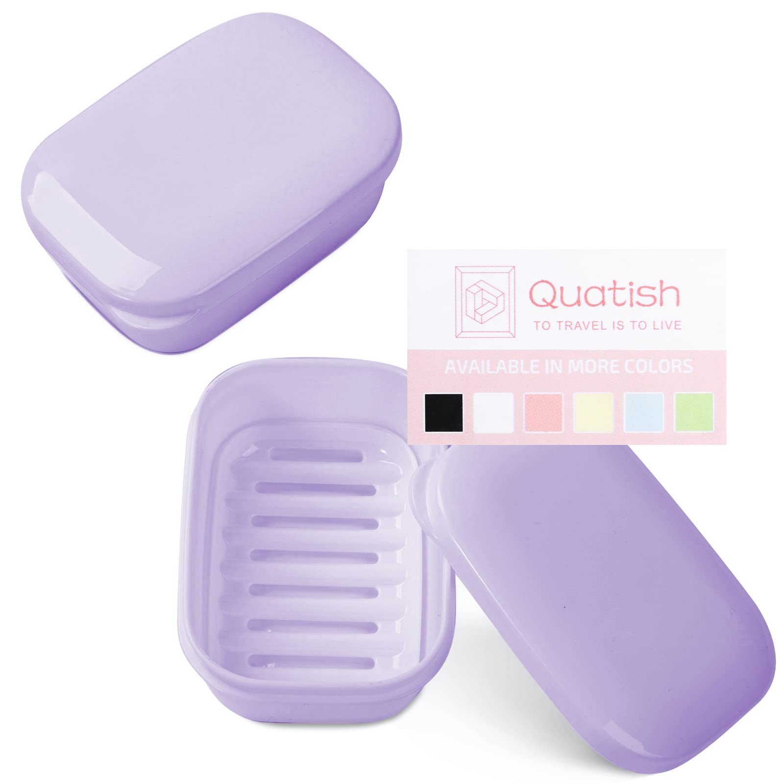 Quatish 2 Pack Travel Soap Container with Lid - Portable Leak-Proof Soap Holder Case for Camping, Gym, Travel & Bathroom Storage - Purple (Ideal for Outdoor Adventures & Daily Hygiene)