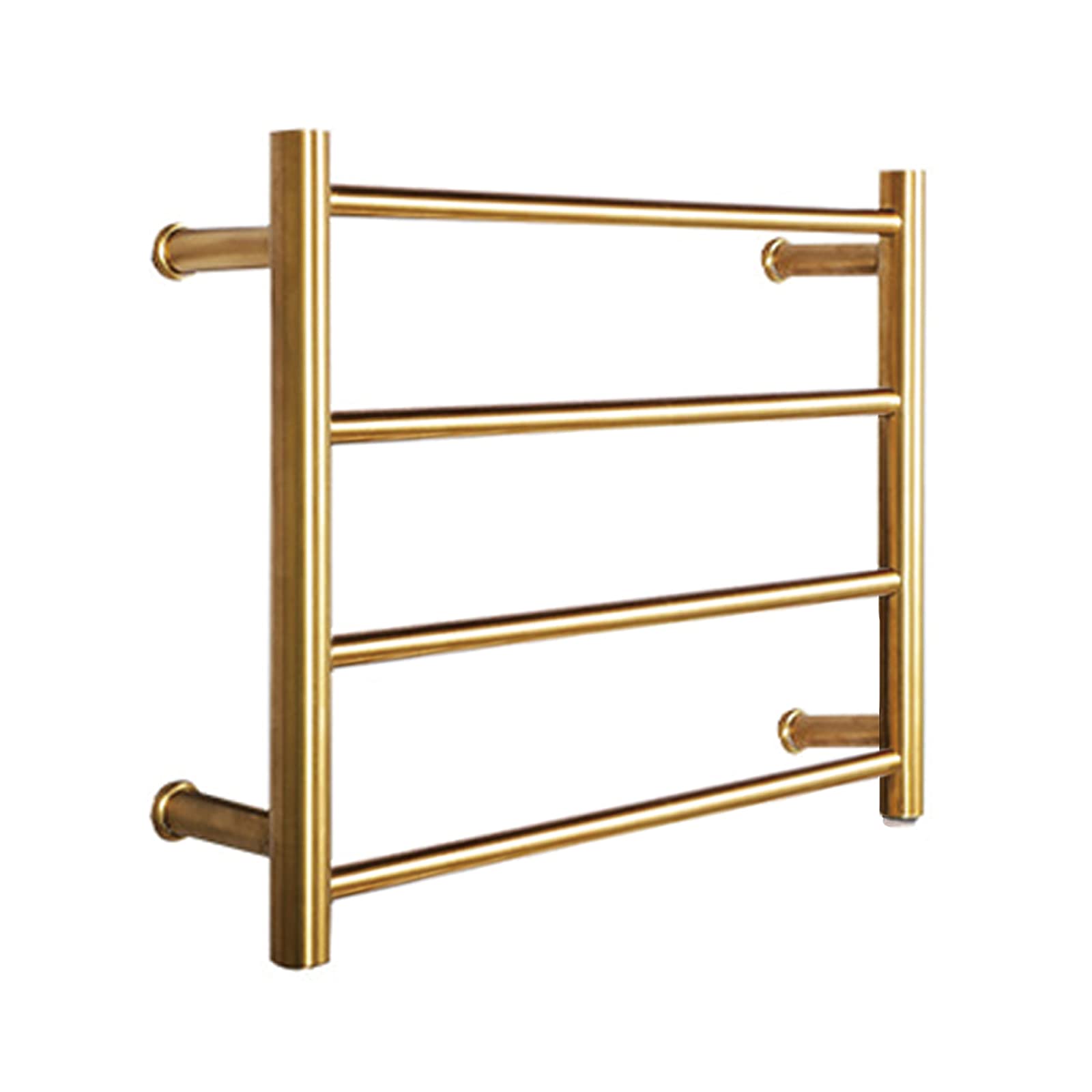 ILROOMH Wall Mounted Heated Towel Rack - 4 Bar SUS304 Stainless Steel Towel Warmer with Safety Waterproof Switch, Brushed Gold Finish - Perfect for Bathroom, Spa & Luxury Home Use