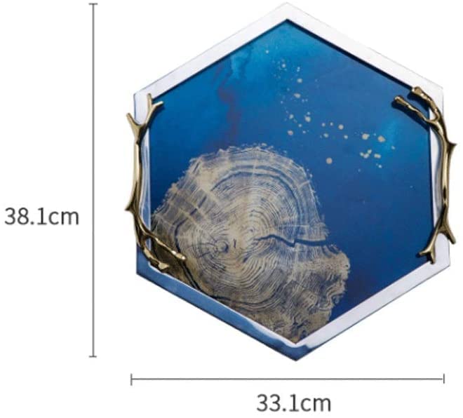 Nordic Hexagon Glass Bathroom Tray - Vanity Storage Organizer for Cosmetics | Decorative Coffee Table Tray for Living Room & Bathroom Decor