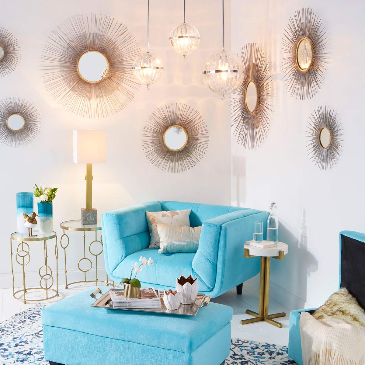 Modern Discus Side Tables - Set of 2 Round End Tables for Living Room, Bedroom - Stylish Accent Tables with Metal Base - Perfect for Small Spaces, Home Decor & Coffee Table Alternative