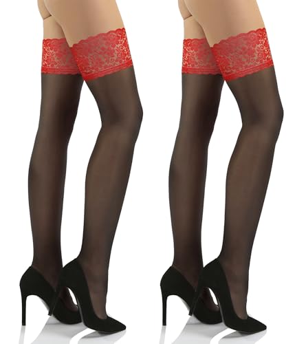 Pack of 2 - Black with Red Lace