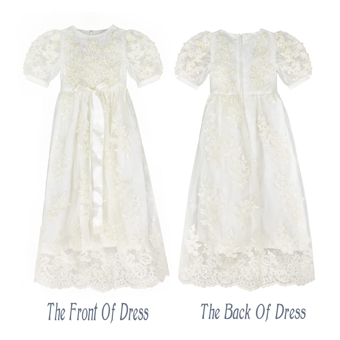 Newdeve Baby Girls Lace Beads Romper - White Infant Toddler Outfit 9-12 Months | Perfect for Photoshoots, Birthday Parties & Special Occasions