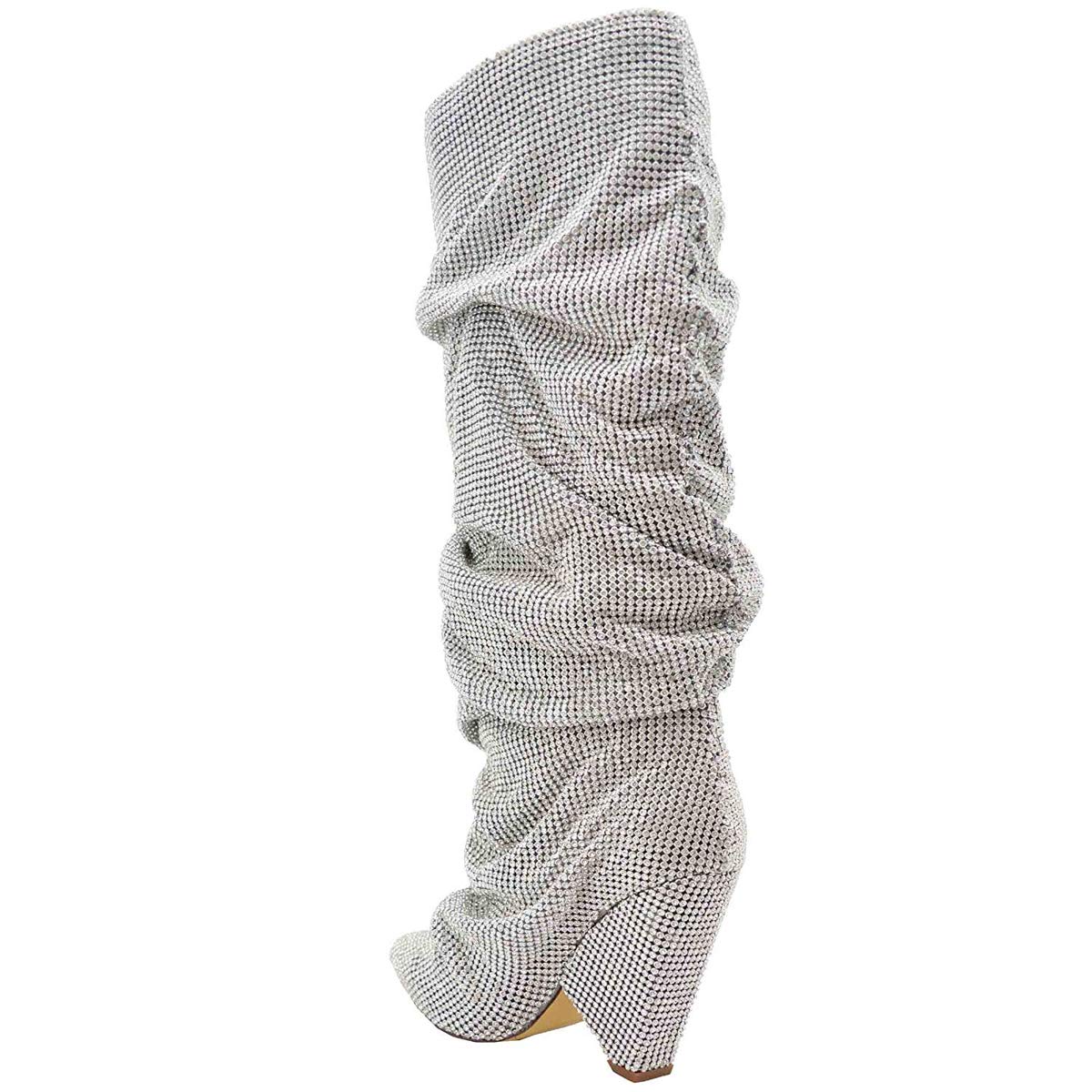 Stylish THESHY Women's Rhinestone Embellished Pointed Toe Over The Knee Boots - Perfect for Party, Evening Wear & Winter Fashion