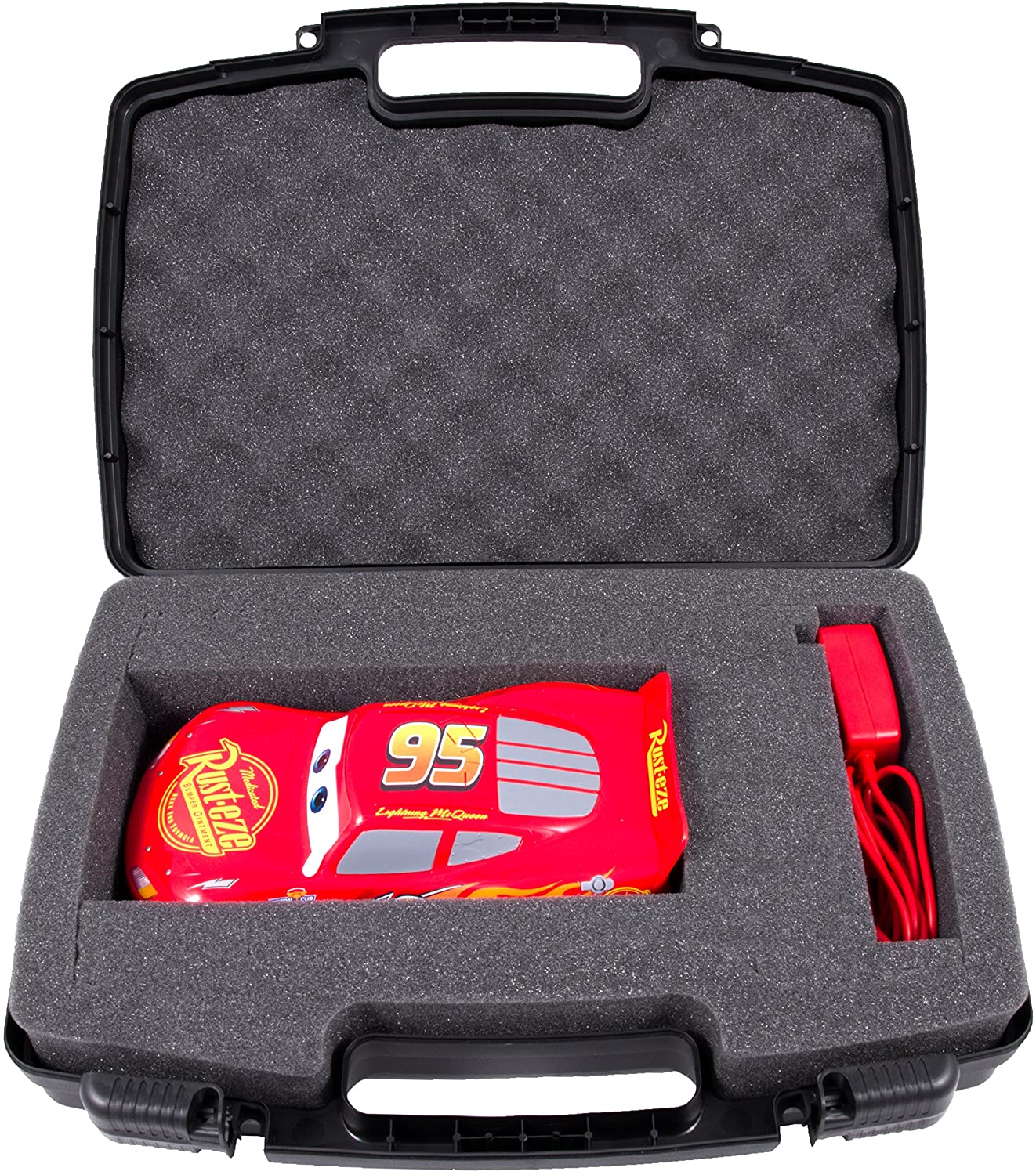 CASEMATIX Garage Box Toy Storage Case for Sphero Ultimate Lightning McQueen Vehicle - Padded Foam Protection for Sphero Car Robot & Charger Adapter - Perfect for Travel, Display & Toy Collection Organization