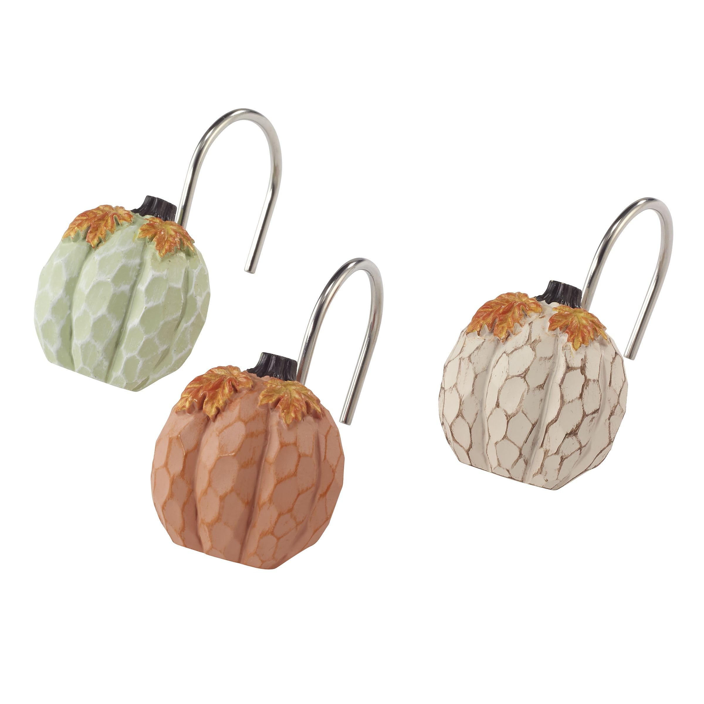 Avanti Linens Shower Curtain Hooks - Set of 12 Rustic Fall Home Decor Hooks (Grateful Patch Collection) for Bathroom, Farmhouse, and Seasonal Decor