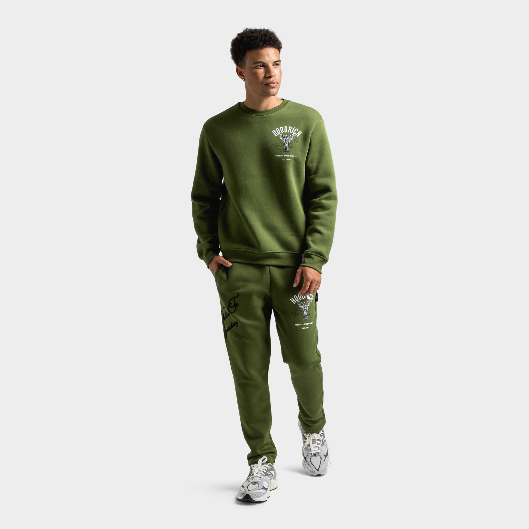 Hoodrich Vital Joggers for Men - Comfortable Athletic Pants in Chive Green, White & Black | Perfect for Gym, Running, Lounge & Streetwear Fashion