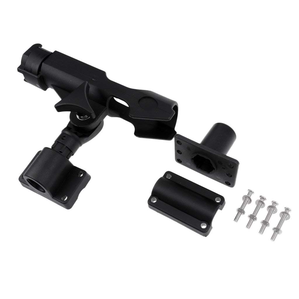 360° Adjustable Black Nylon Fishing Rod Holder for Kayak, Boat & Yacht - Side/Rail/Flush Mount Pole Support Bracket - Perfect for Saltwater & Freshwater Fishing Trips