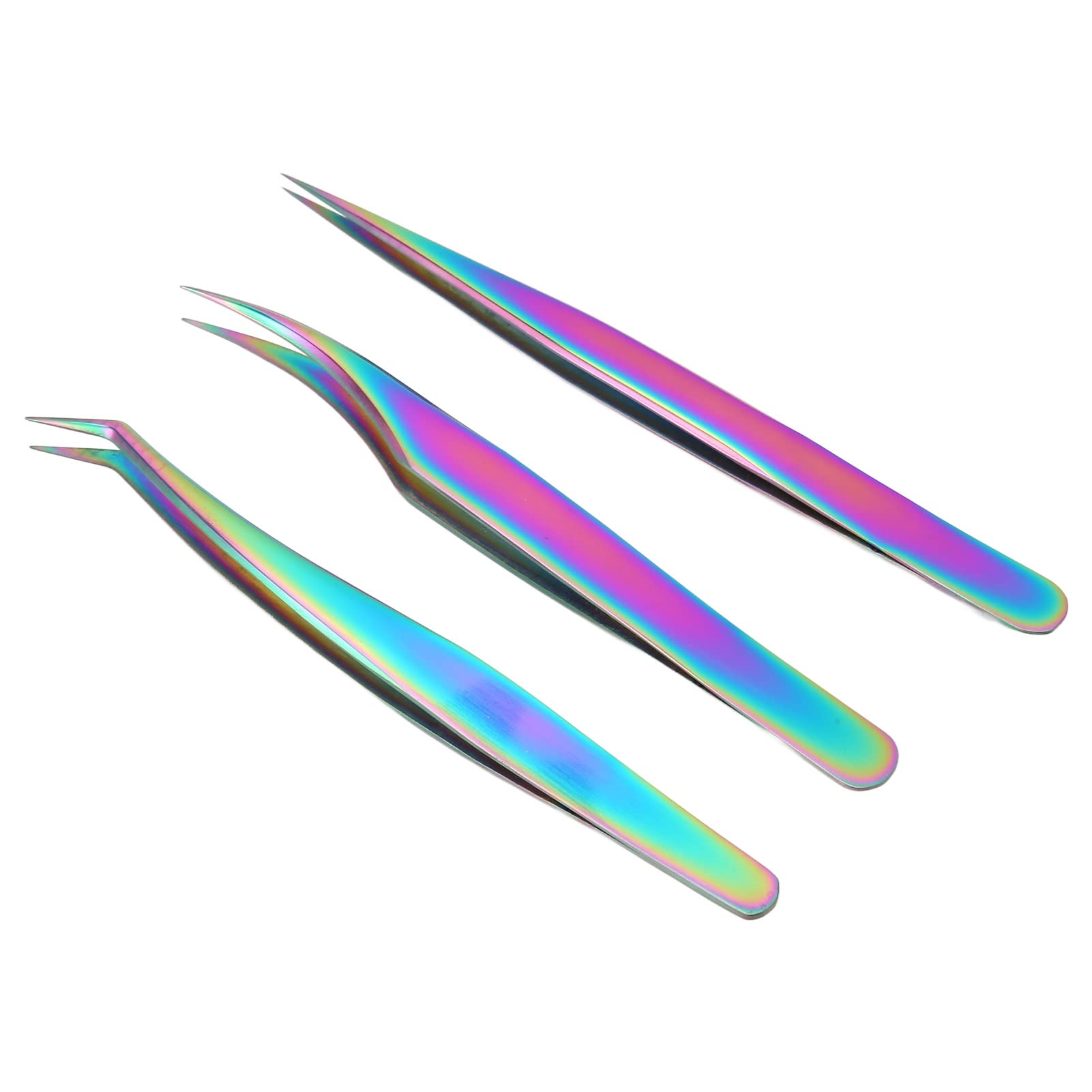 Professional Stainless Steel Eyelash Tweezers Set - False Eyelash Grafting Tools with Case for Makeup Artists & DIY Beauty - Portable Design for Salon, Home Use & Travel