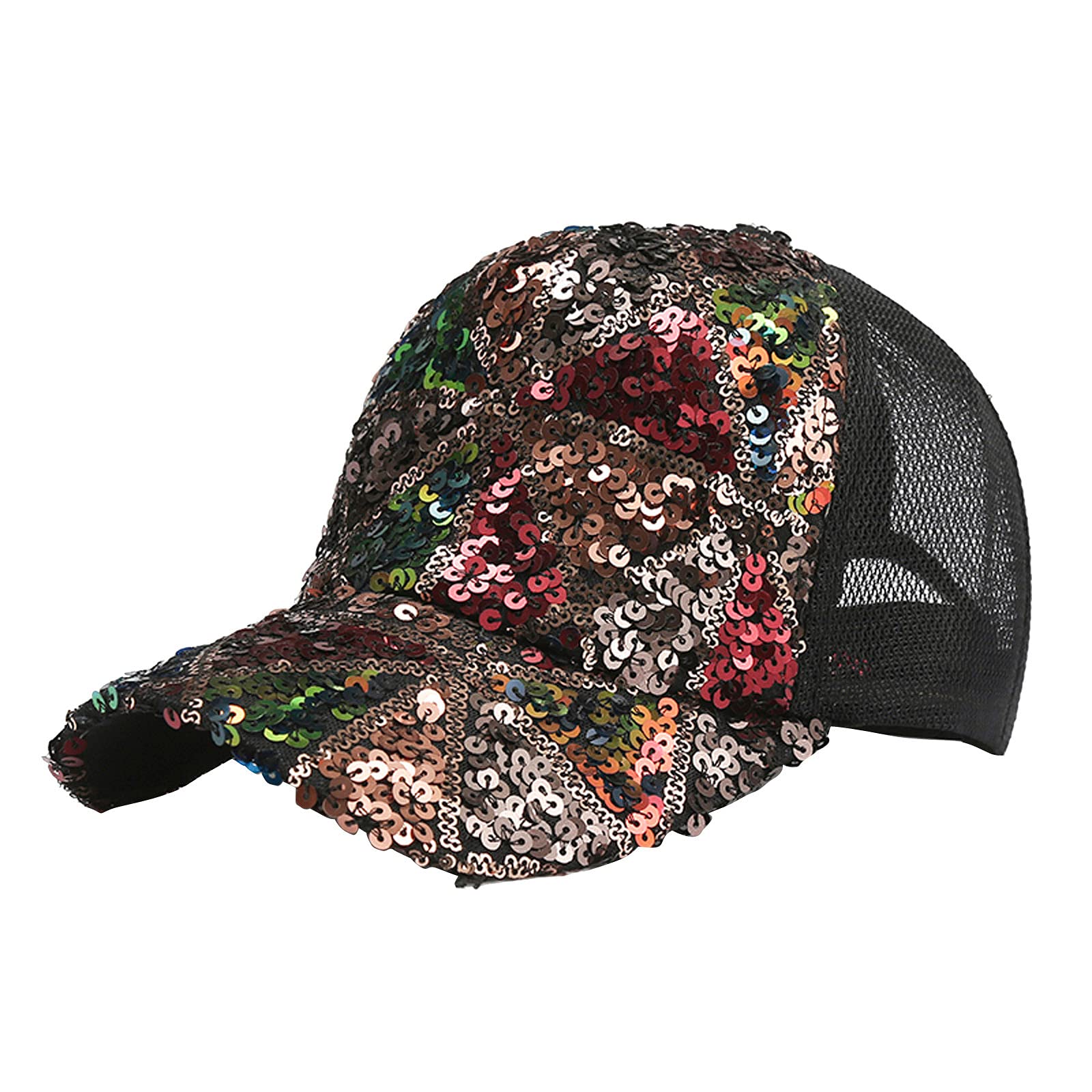 Women's Fashion Beach Hip Hop Baseball Cap with Sequins - Adjustable Sun Hat for Men & Women - Breathable Red & Blue Baseball Caps for Outdoor Sports, Travel & Summer Fashion