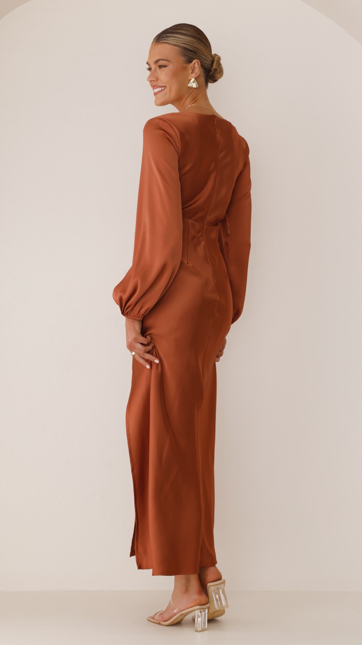 Brigitte Maxi Dress in Copper - Elegant Long Flowy Dress for Women | Perfect for Summer, Beach, Weddings & Special Occasions