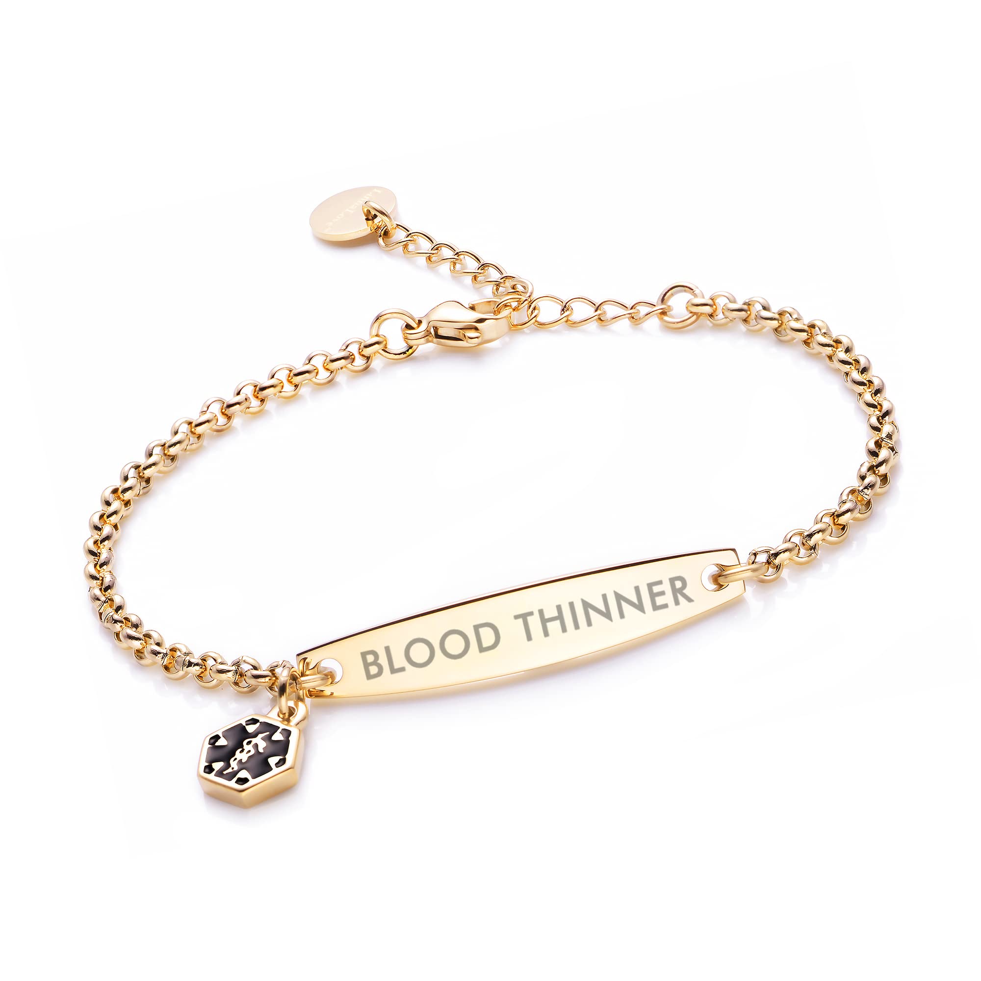 LinnaLove Pre-Engraved Simple Rolo Chain Medical Alert ID Bracelet for Women - Stylish & Functional Emergency Jewelry for Daily Wear, Travel & Outdoor Activities