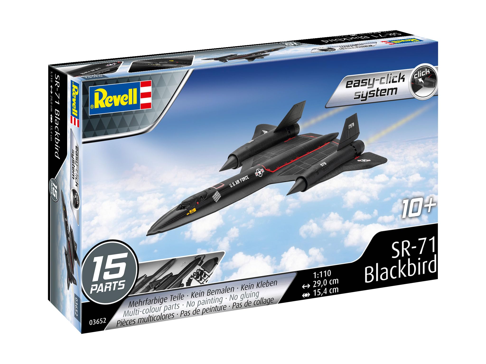Revell Lockheed SR-71 Blackbird Easy-Click-System Model Kit - 1:48 Scale Aircraft for Collectors & Hobbyists - Perfect for Display, Gifts & Aviation Enthusiasts